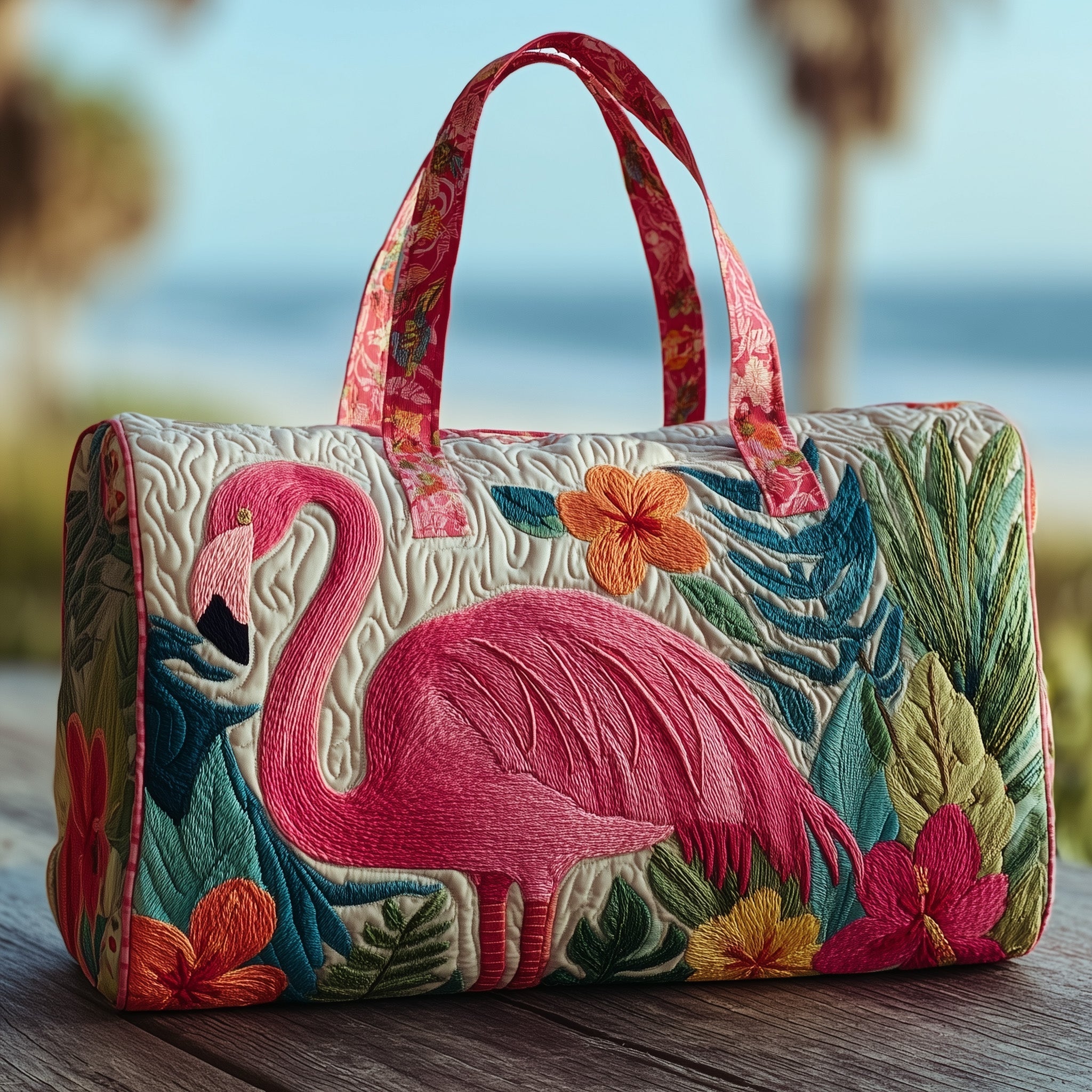 Tropical Flamingo Quilted Duffle Bag GFTOTP10472