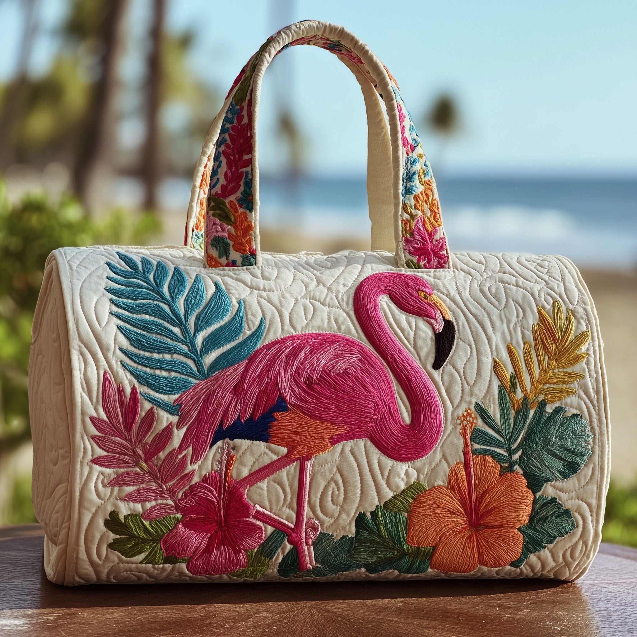 Tropical Flamingo Quilted Duffle Bag GFTOTP10473