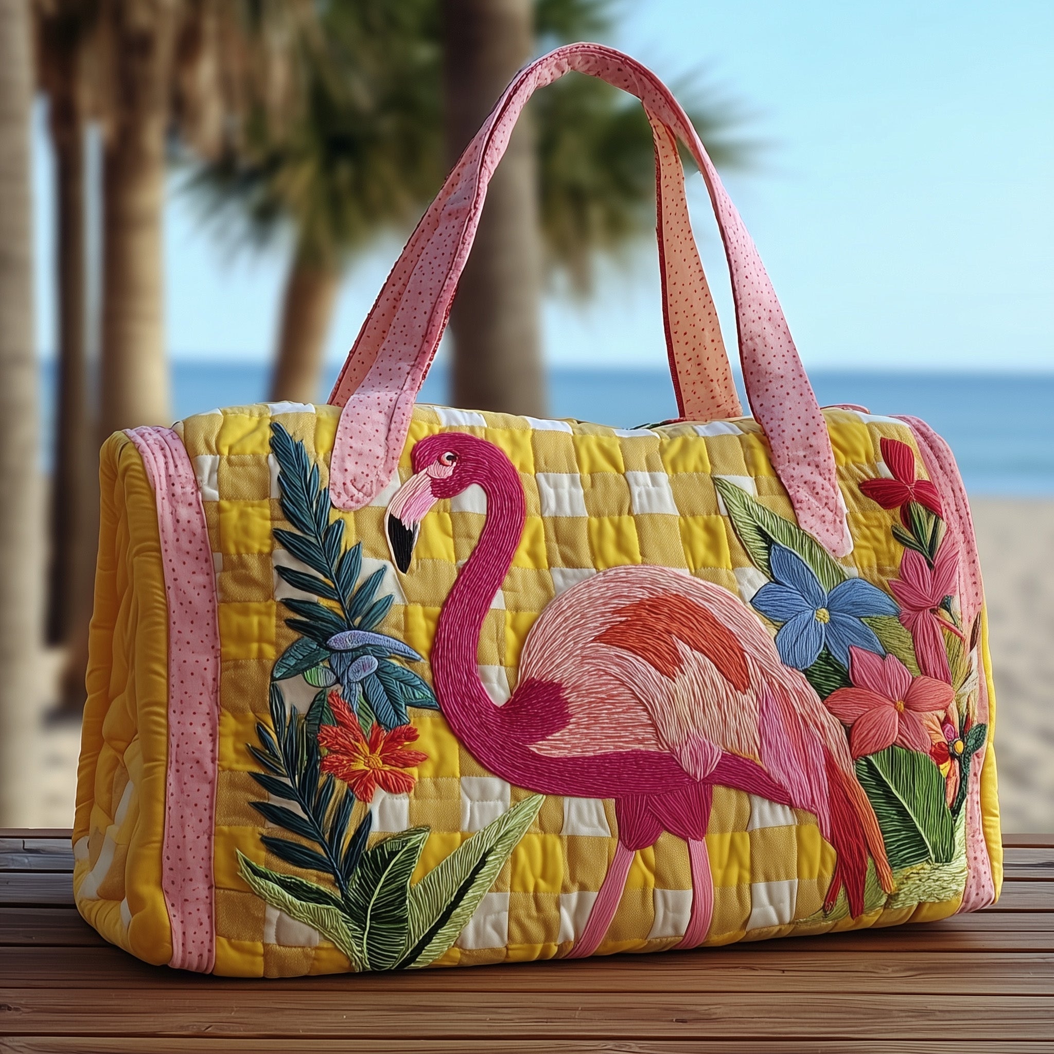 Tropical Flamingo Quilted Duffle Bag GFTOTP10475