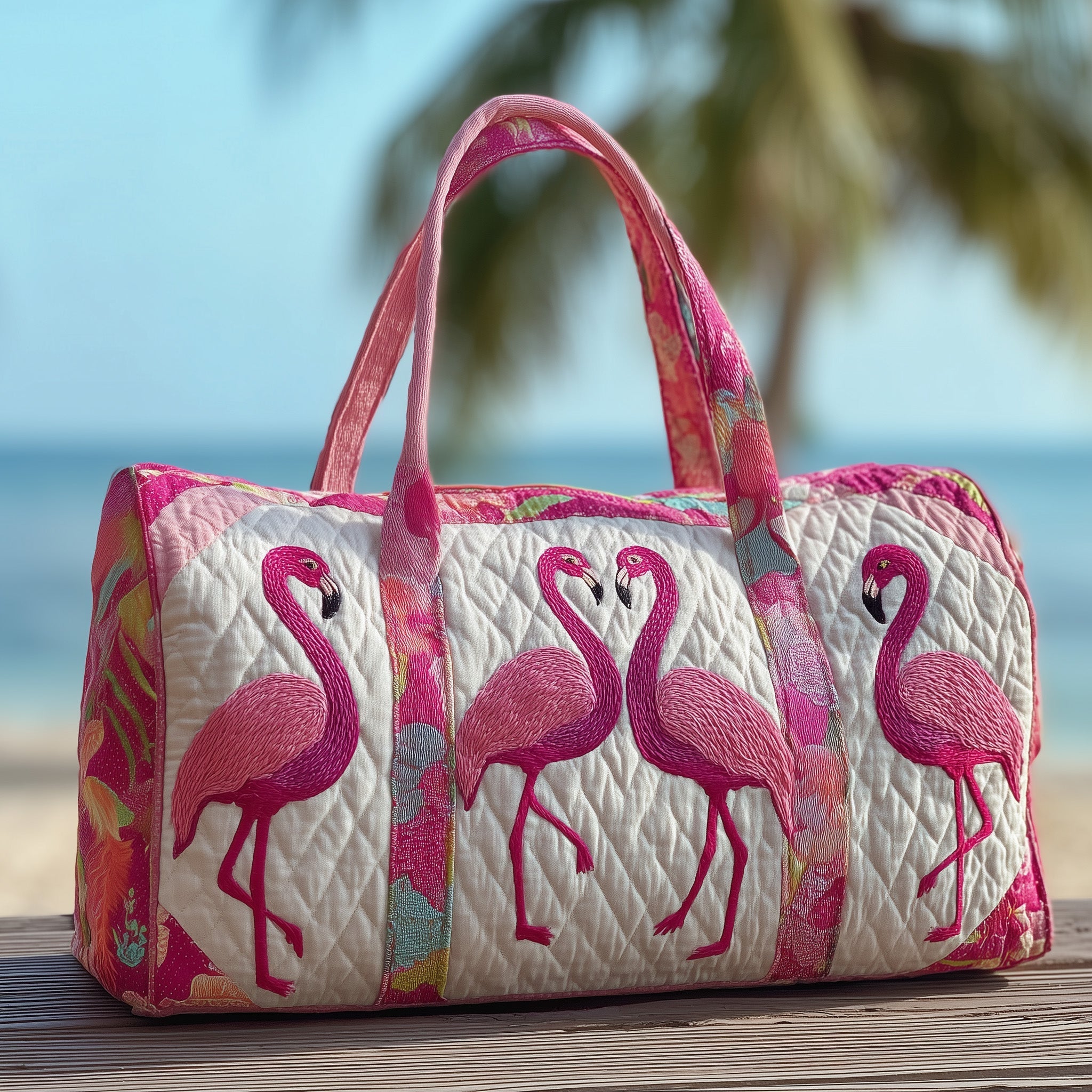 Flamingo Haven Quilted Duffle Bag GFTOTP10481