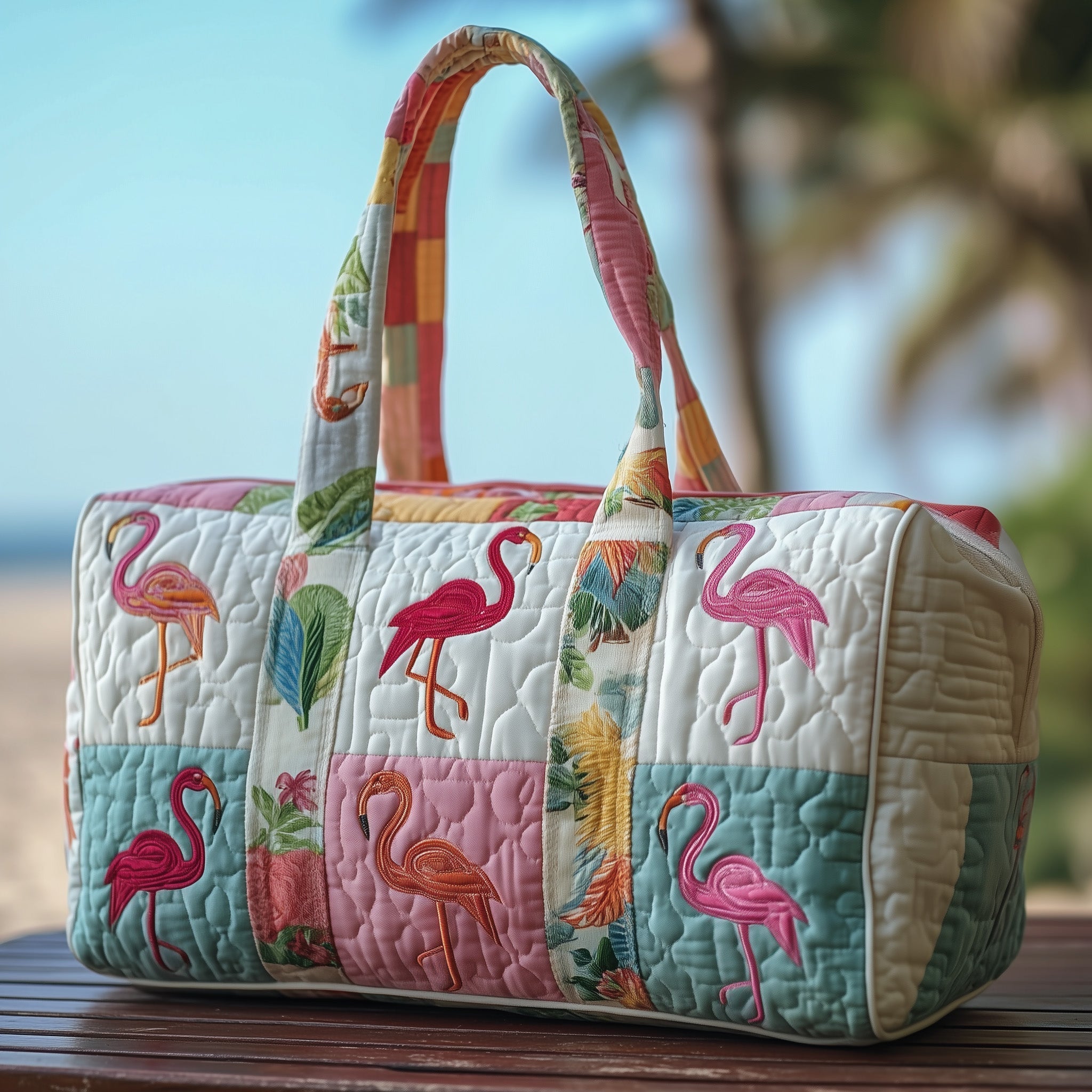 Flamingo Haven Quilted Duffle Bag GFTOTP10483