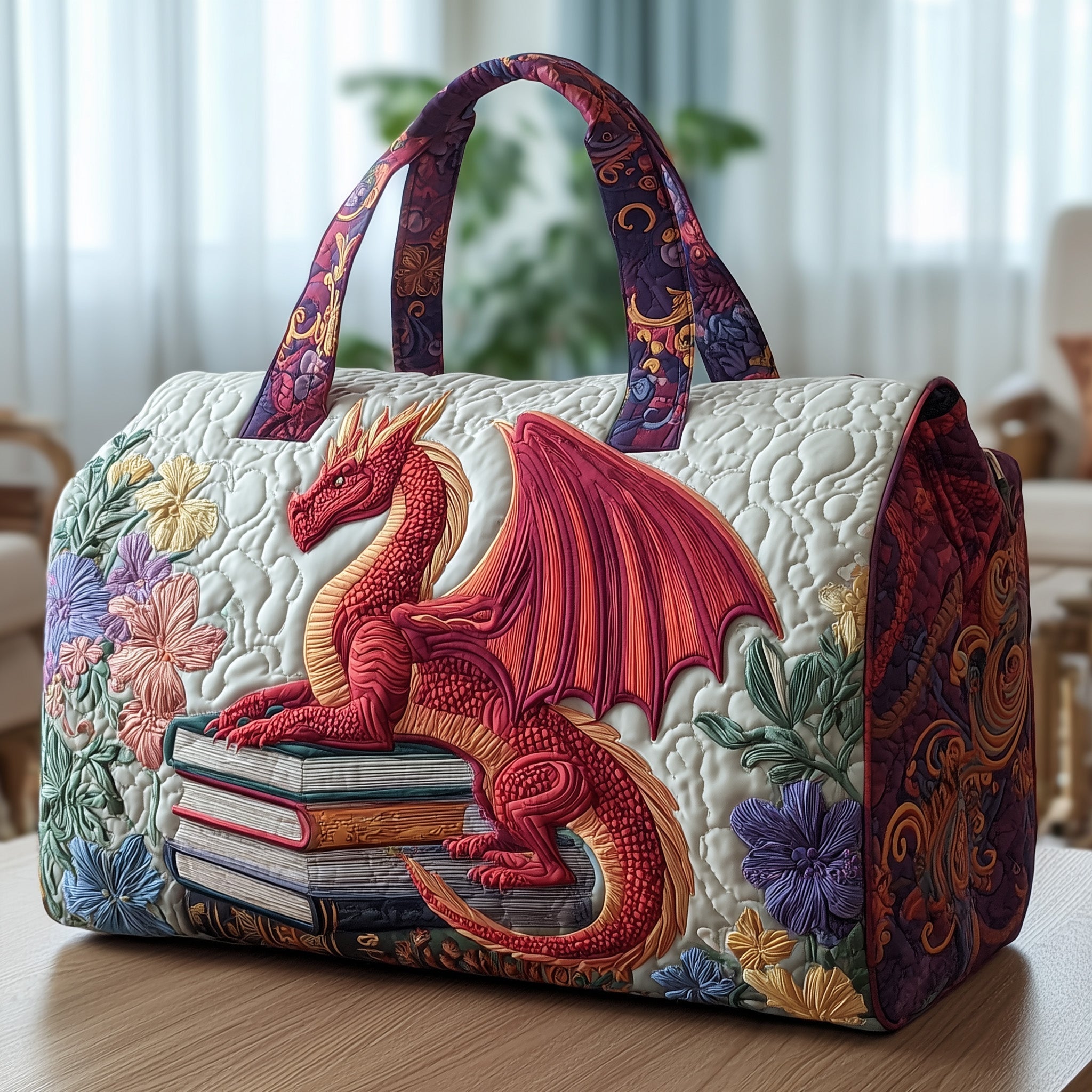 Bookish Dragon Quilted Duffle Bag GFTOTP10505