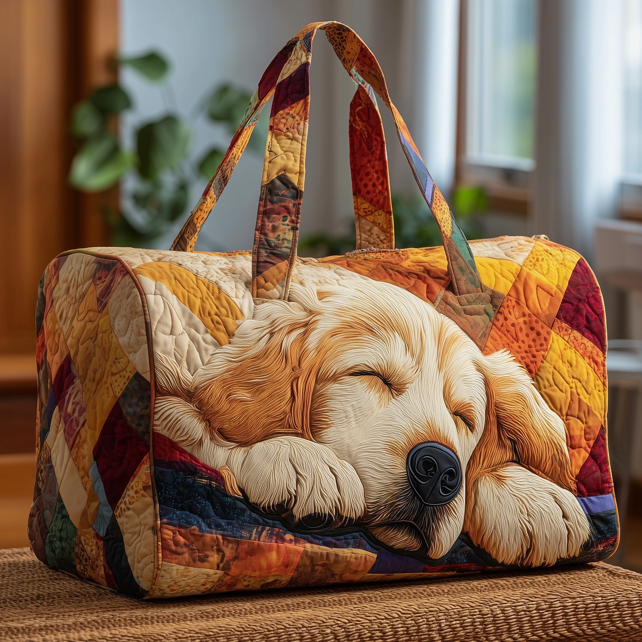 Sleepy Golden Retriever Quilted Duffle Bag GFTOTP10690