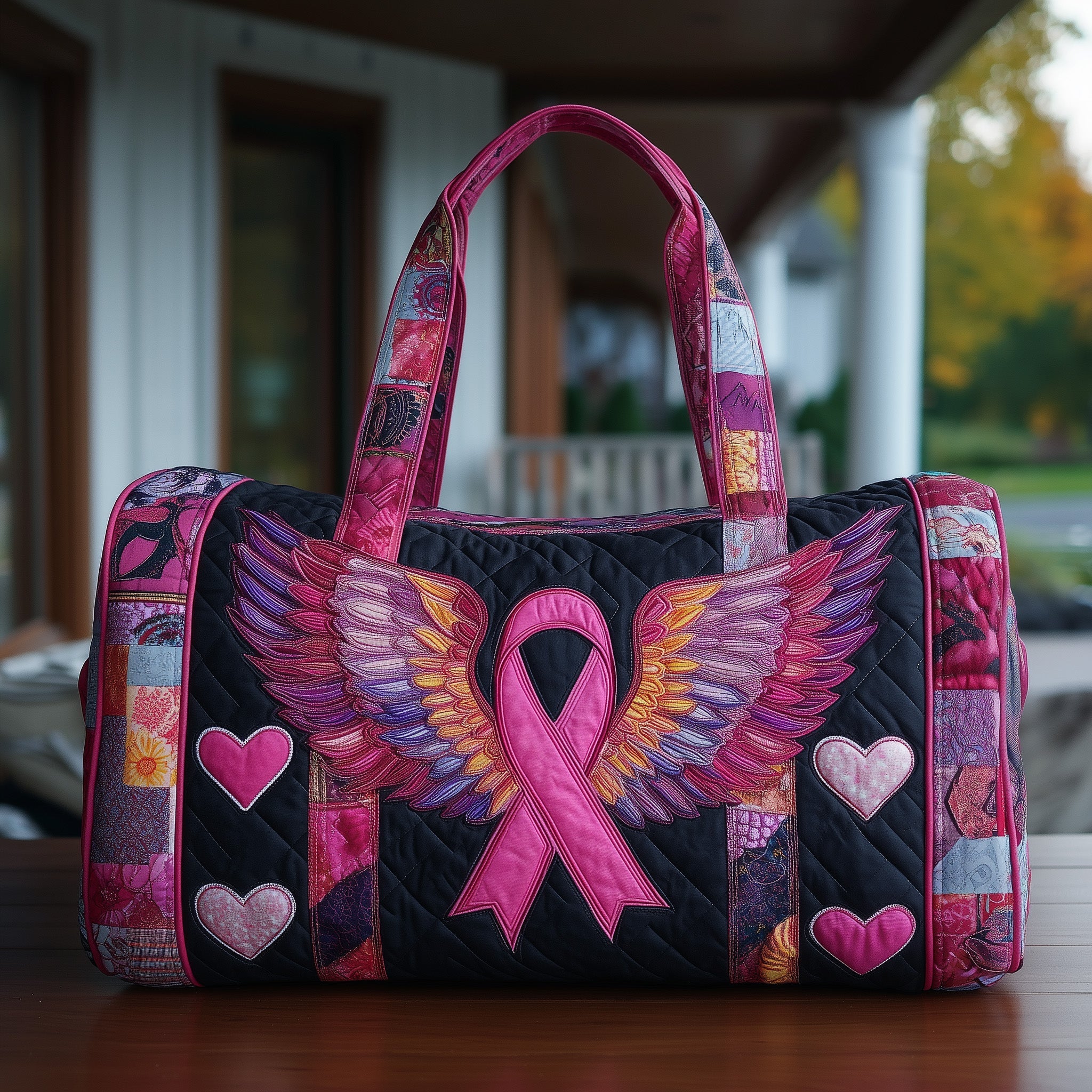 Brave Heart Ribbon Quilted Duffle Bag GFTOTP10734