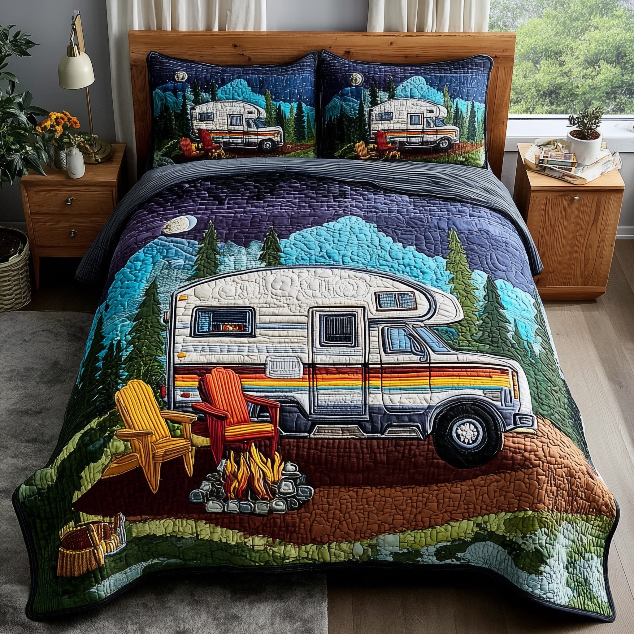 Rustic Campfire 3-Piece Quilted Bedding Set GFTOTP10946