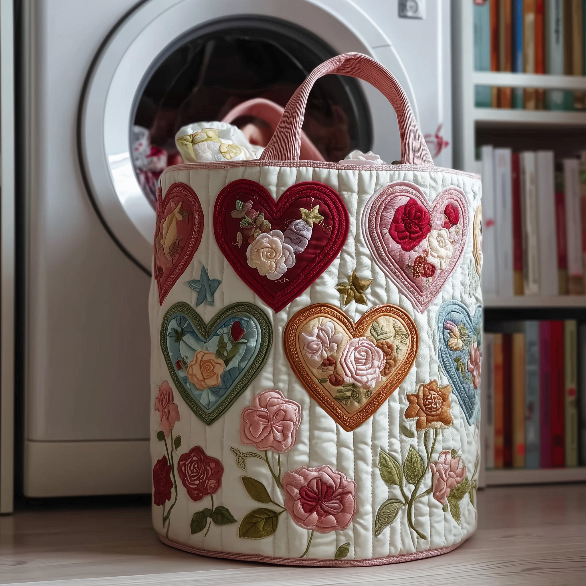 Rose Garden Quilted Laundry Basket GFTOTP10995