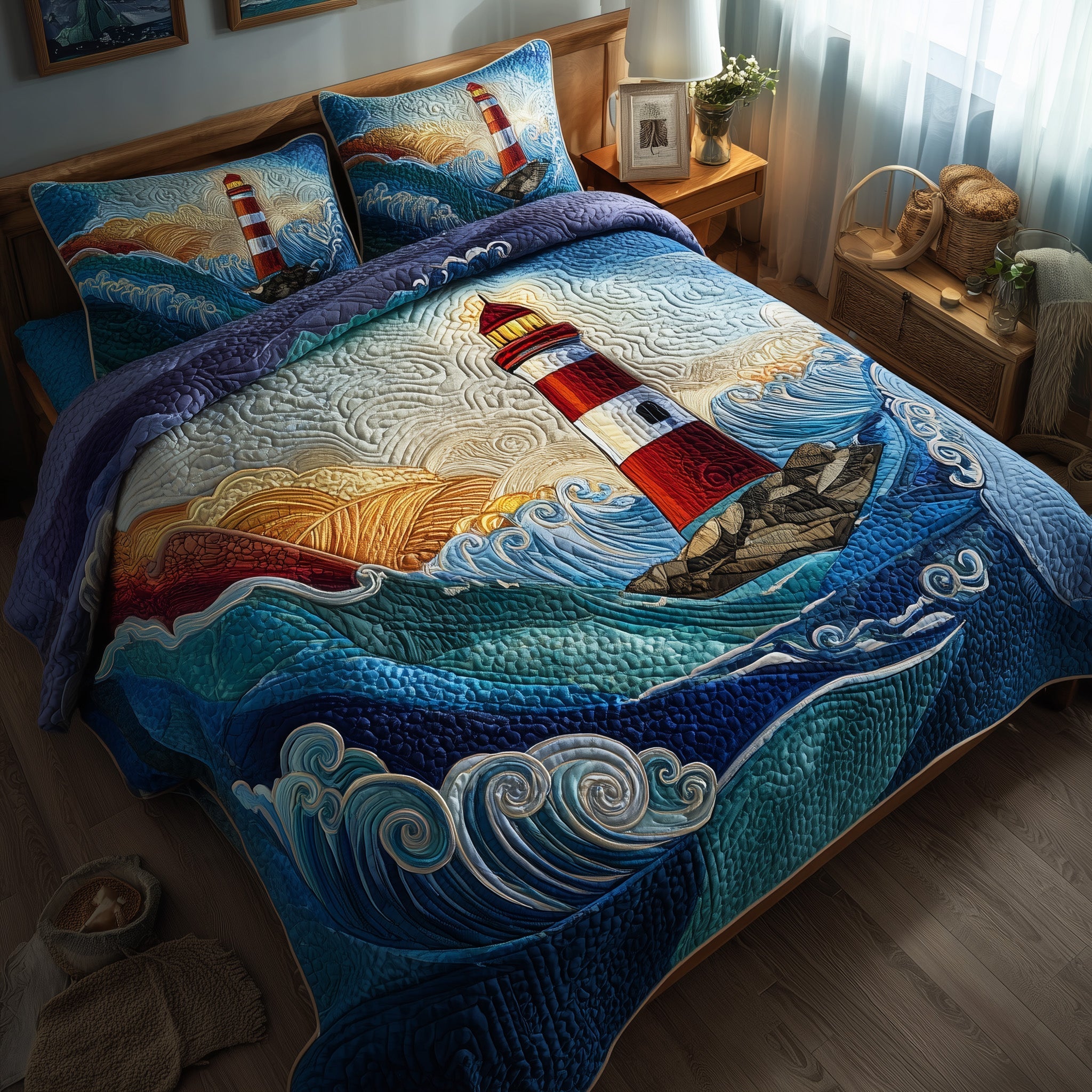 Lighthouse 3-Piece Quilted Bedding Set GFTOTP11172