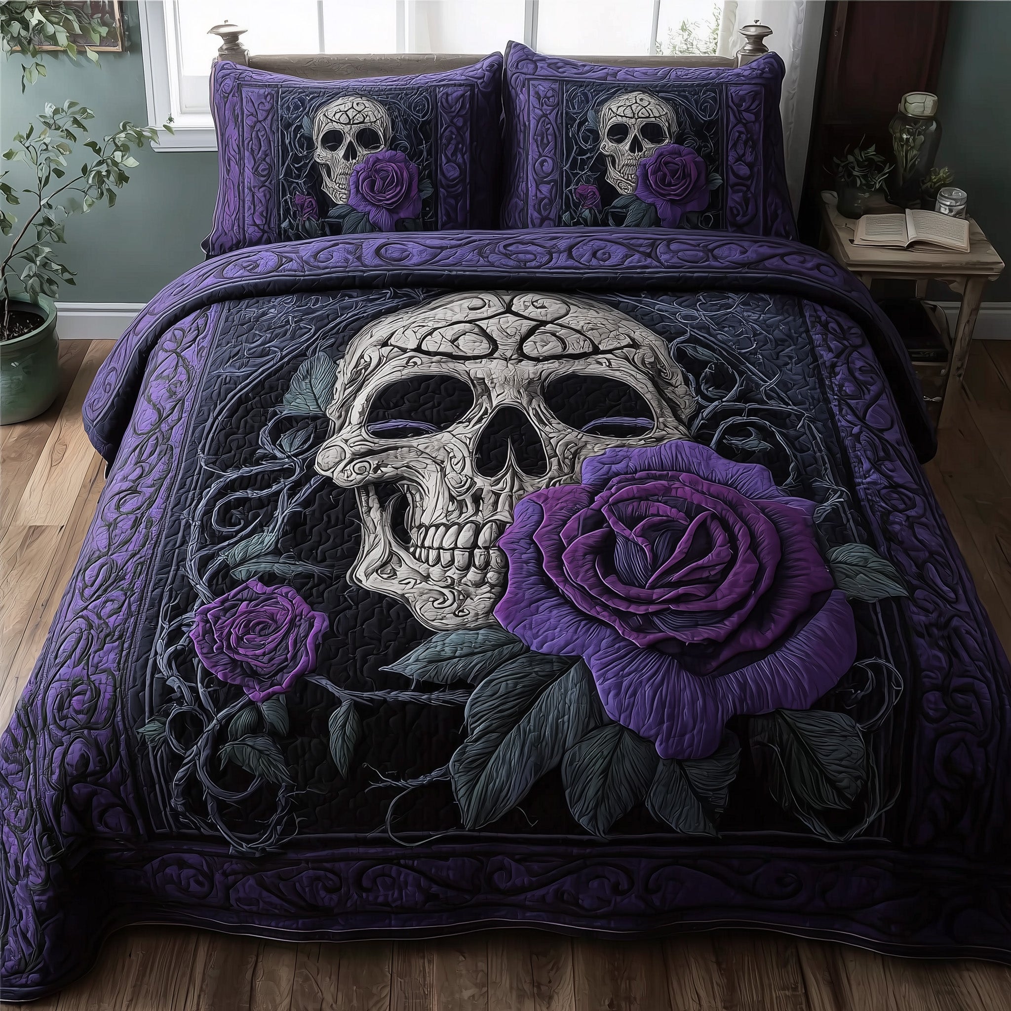 Dark Elegance 3-Piece Quilted Bedding Set GFTOTP11193