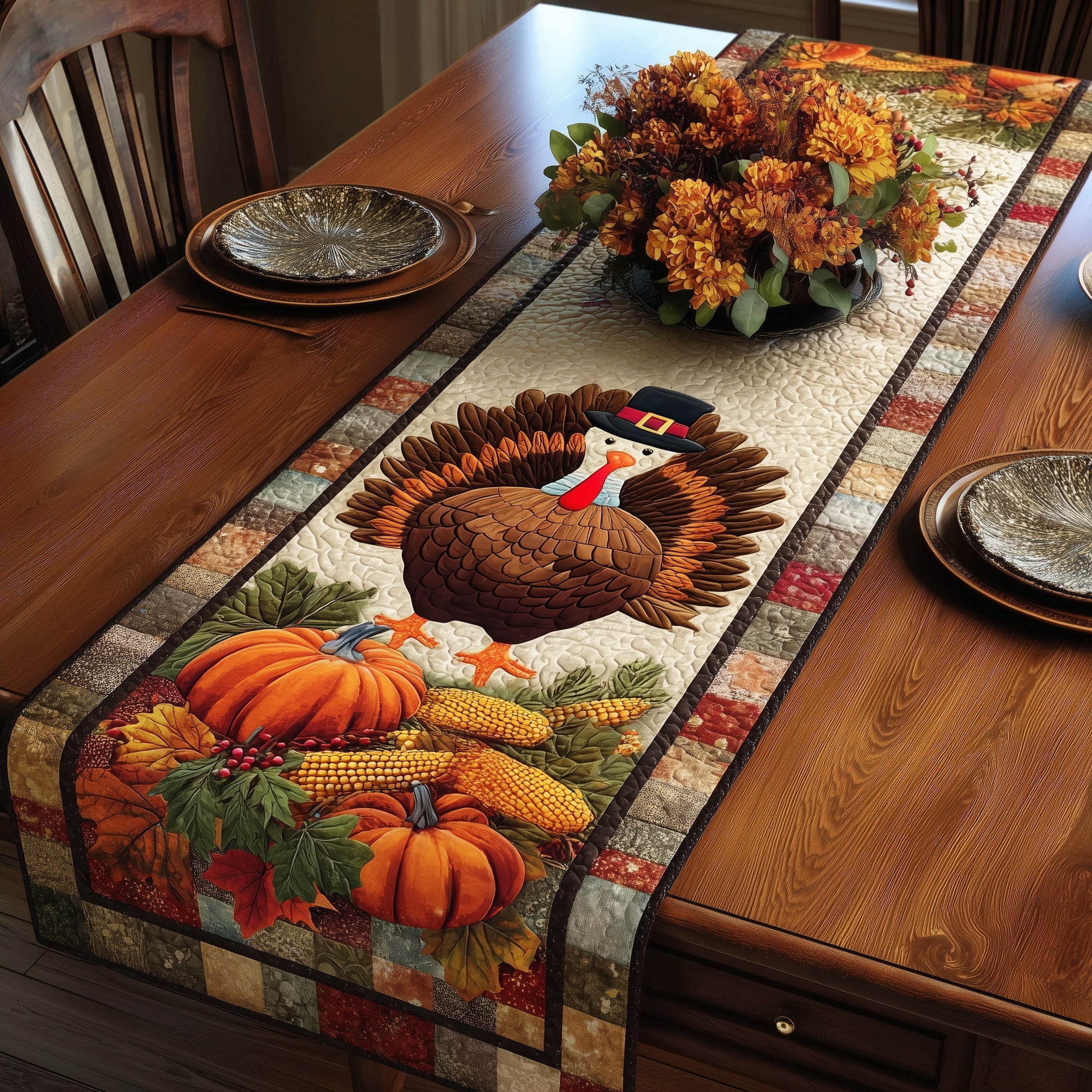 Autumn Turkey Quilted Table Runner GFTOTP11247