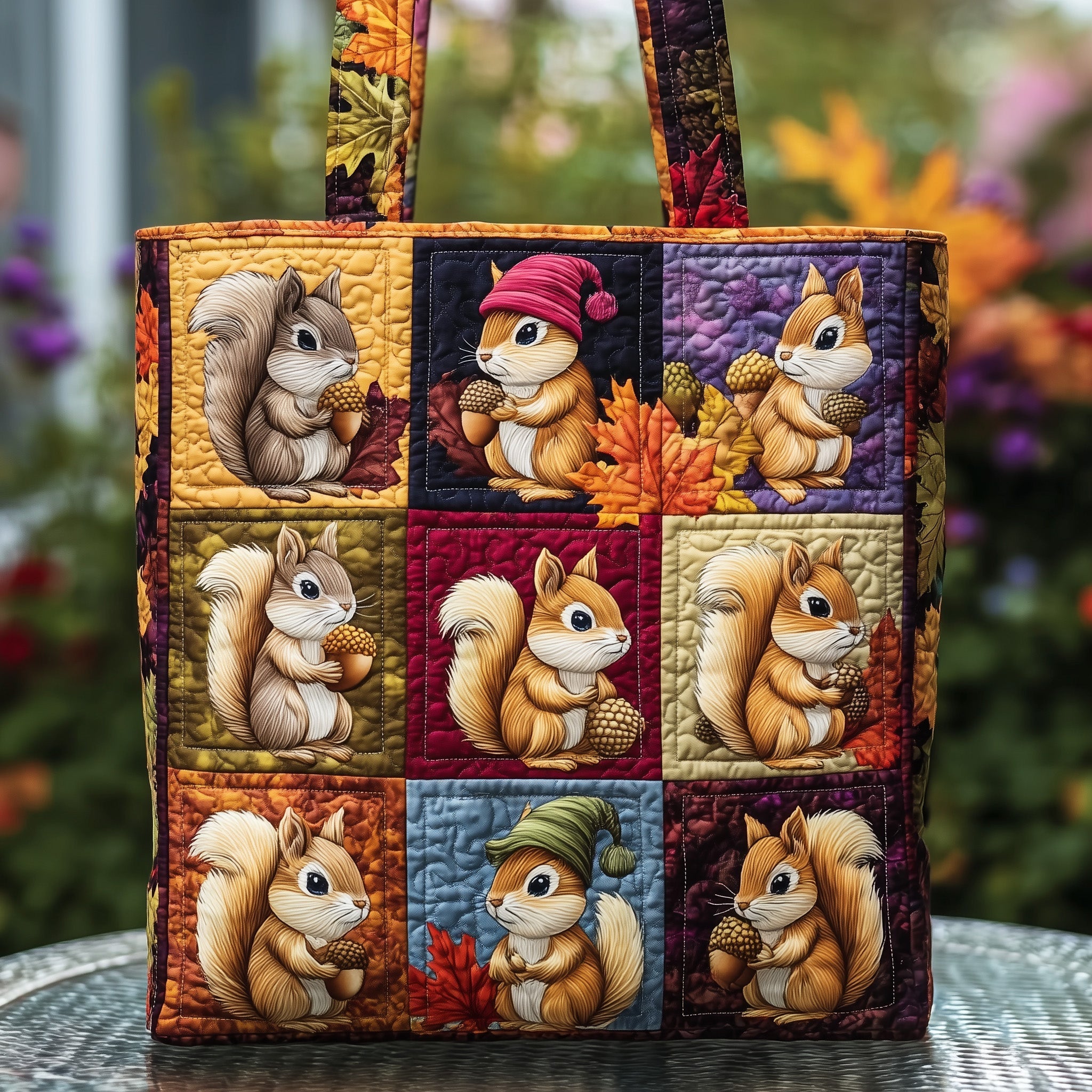 Charming Fall Squirrel Quilted Tote Bag GFTOTP11273