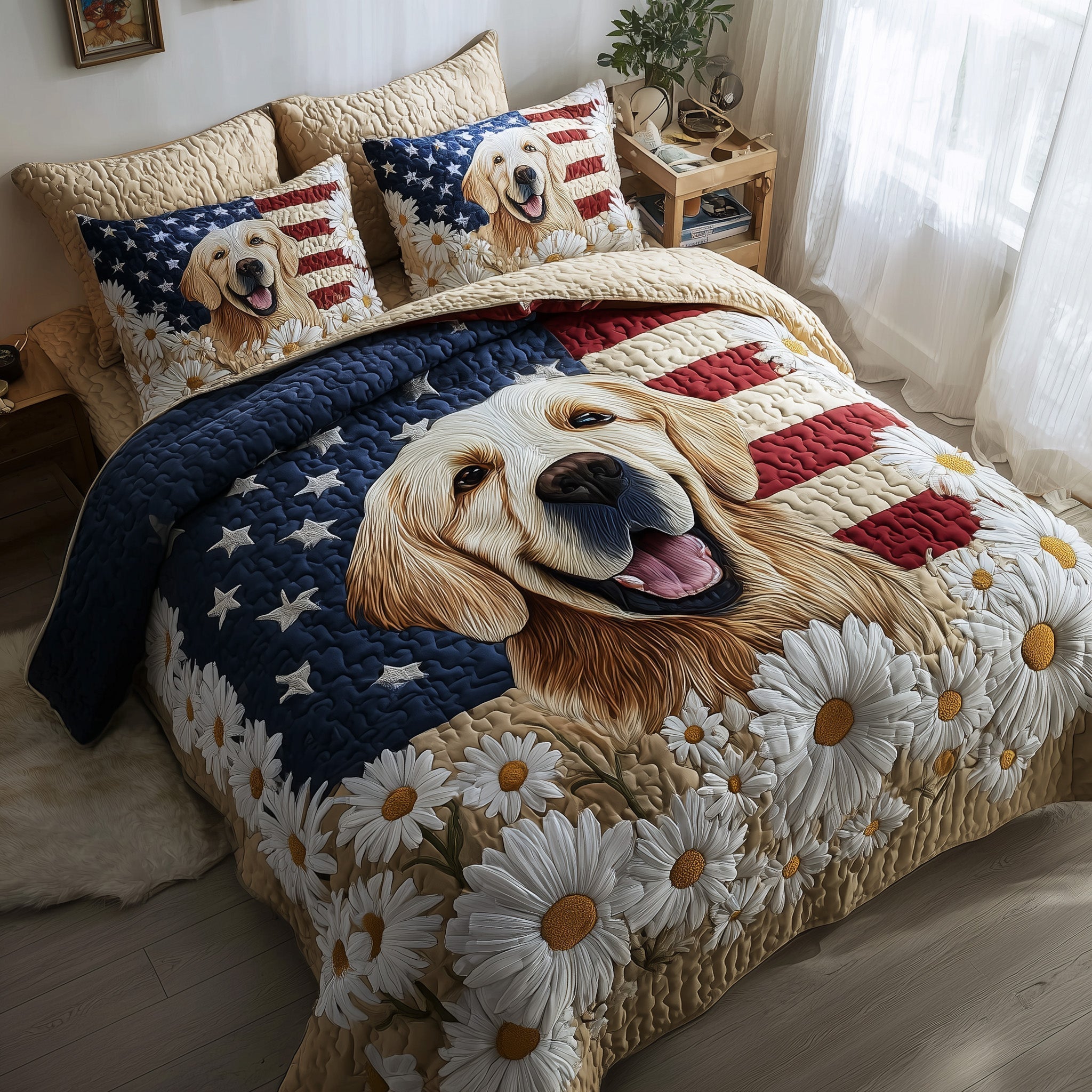American Pride Retriever 3-Piece Quilted Bedding Set GFTOTP11498