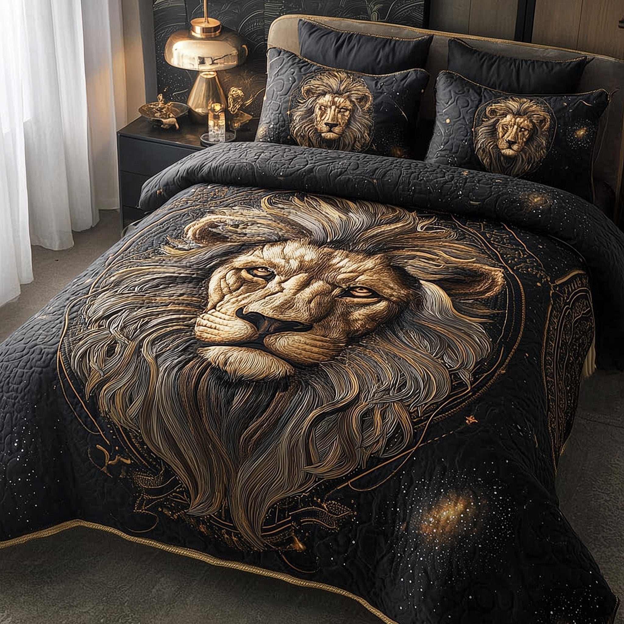 Celestial Lion 3-Piece Quilted Bedding Set GFTOTP11582