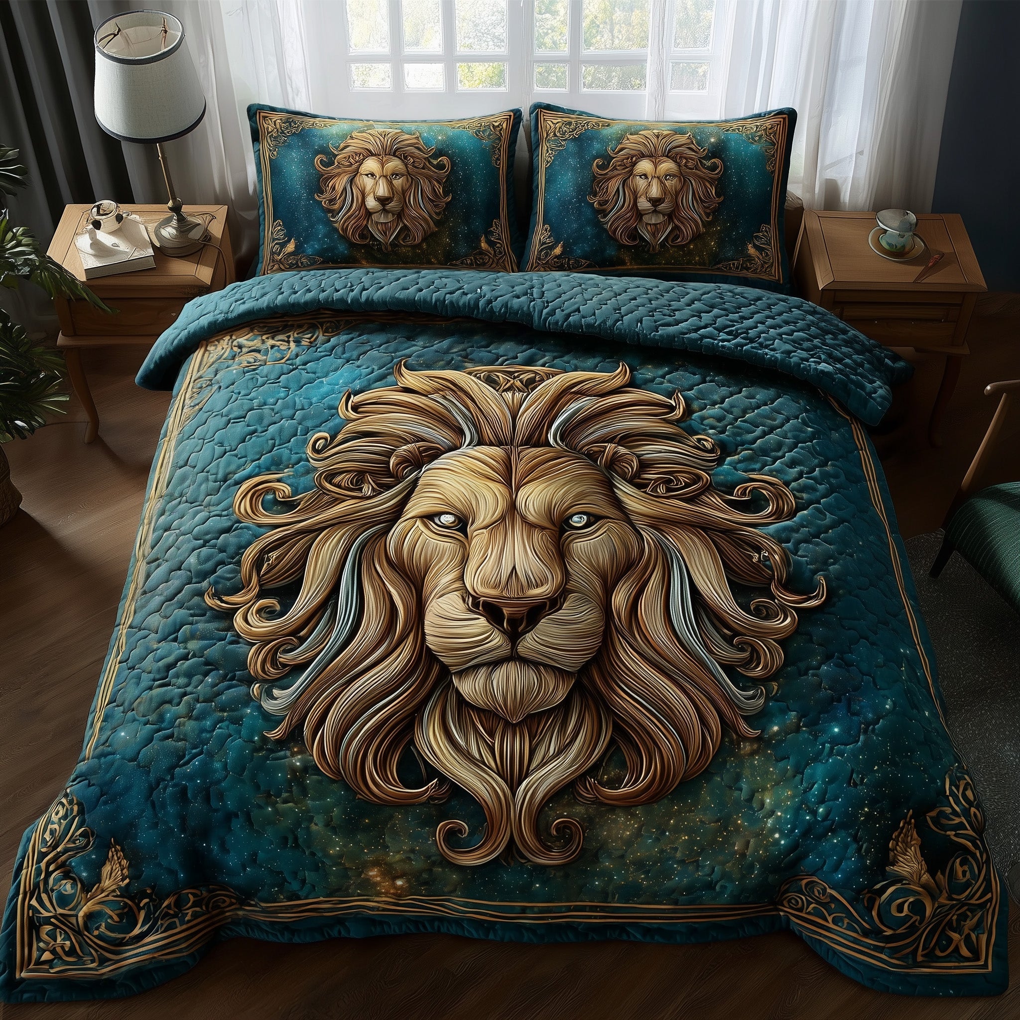 Celestial Lion 3-Piece Quilted Bedding Set GFTOTP11583