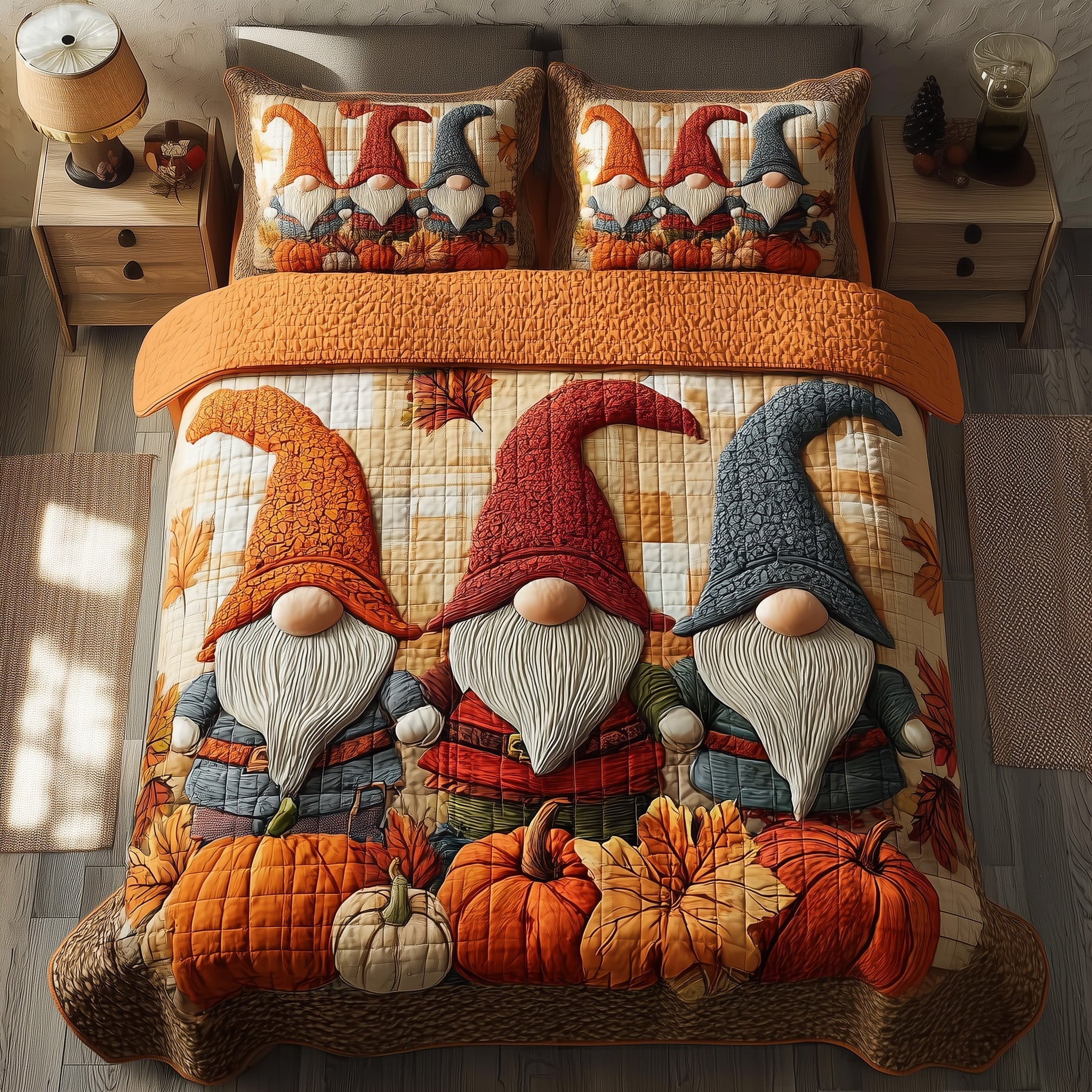 Harvest Gnome 3-Piece Quilted Bedding Set GFTOTP11591