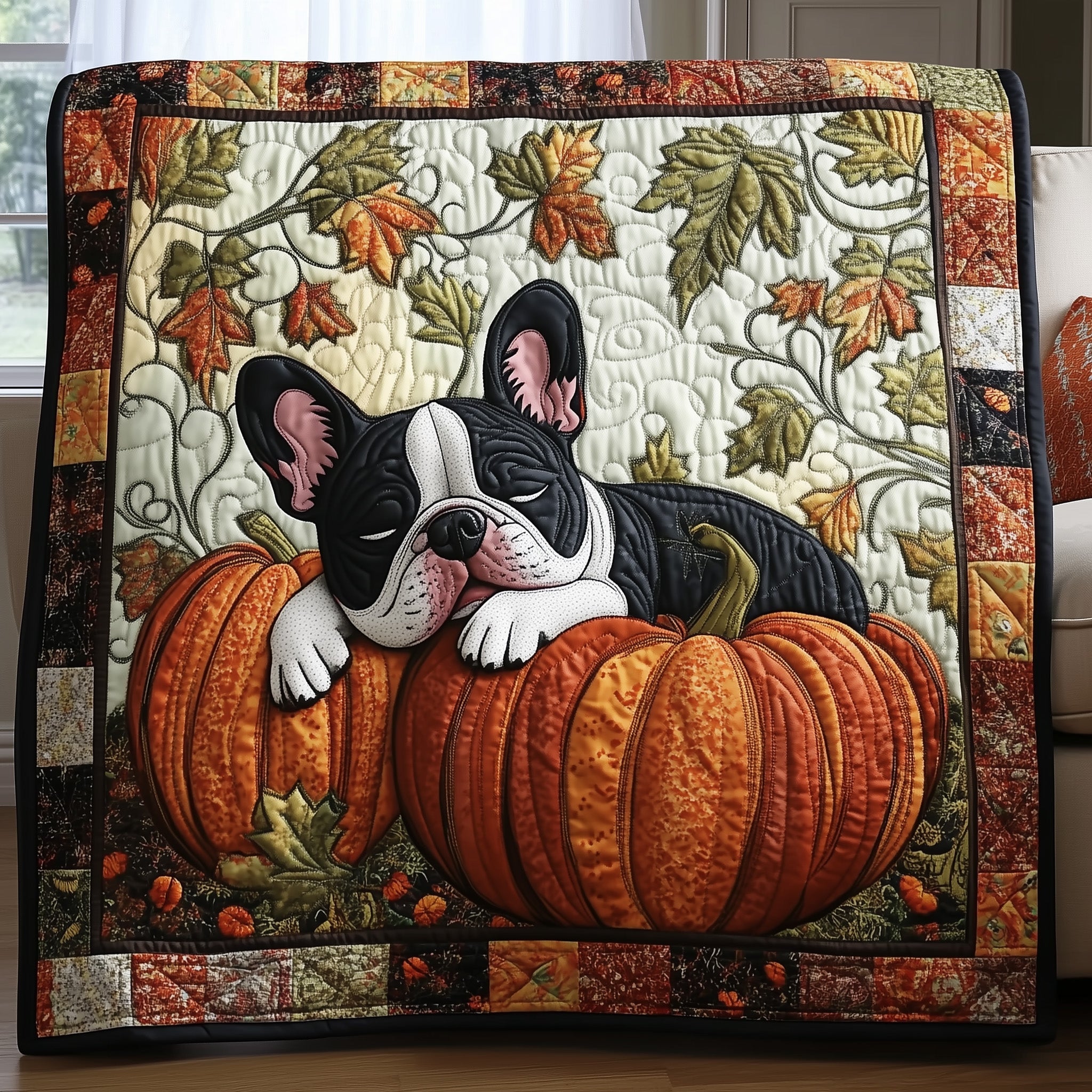 Autumn Frenchie Quilted Blanket GFTOTP12195