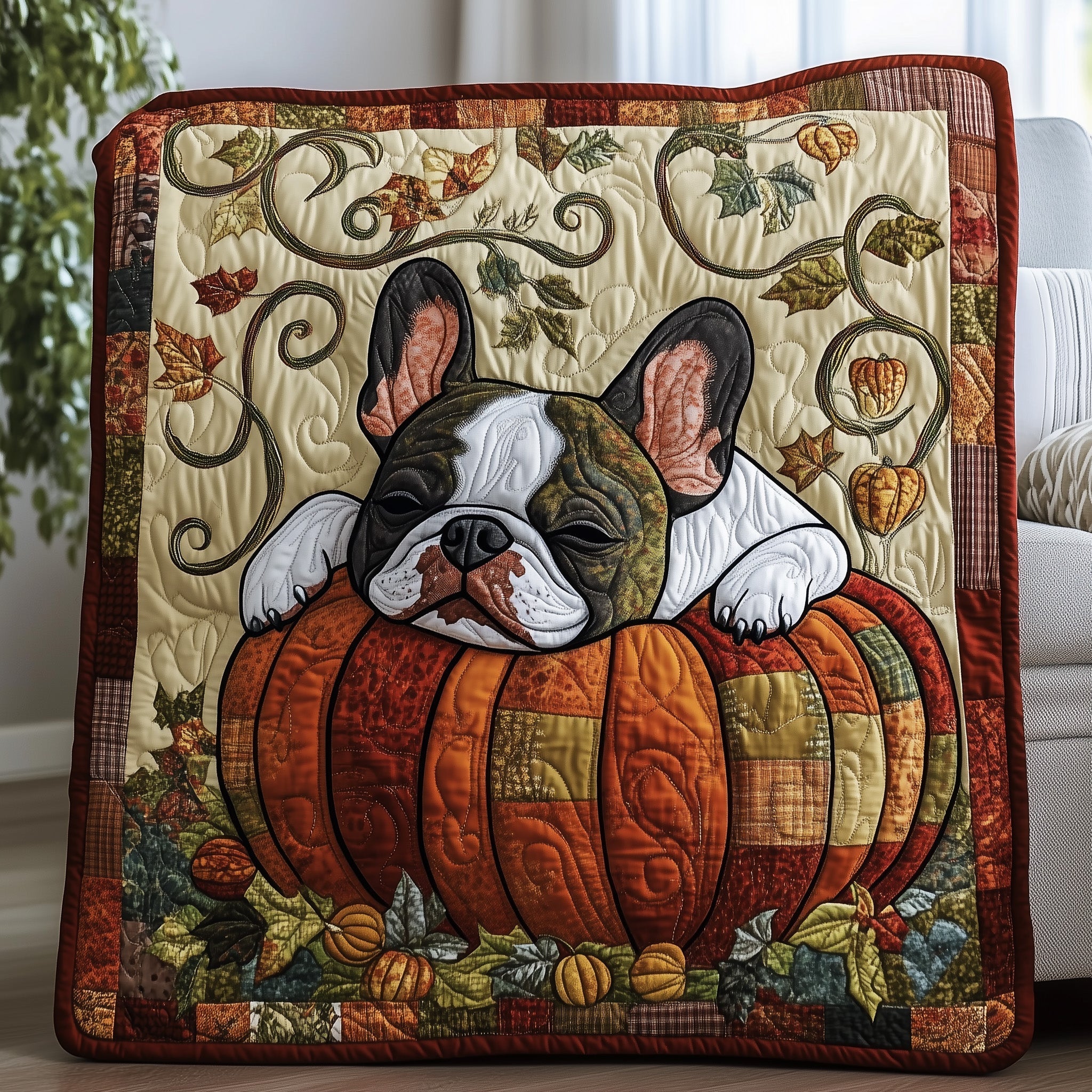 Autumn Frenchie Quilted Blanket GFTOTP12197