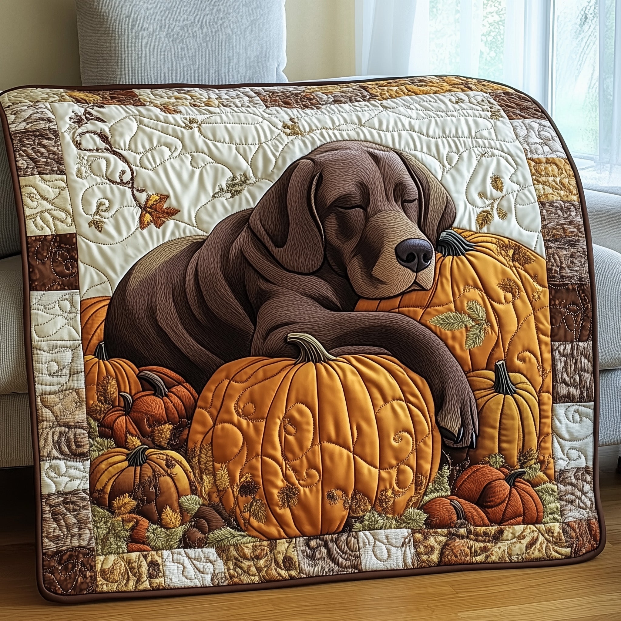 Pumpkin Slumber Lab Quilted Blanket GFTOTP12202