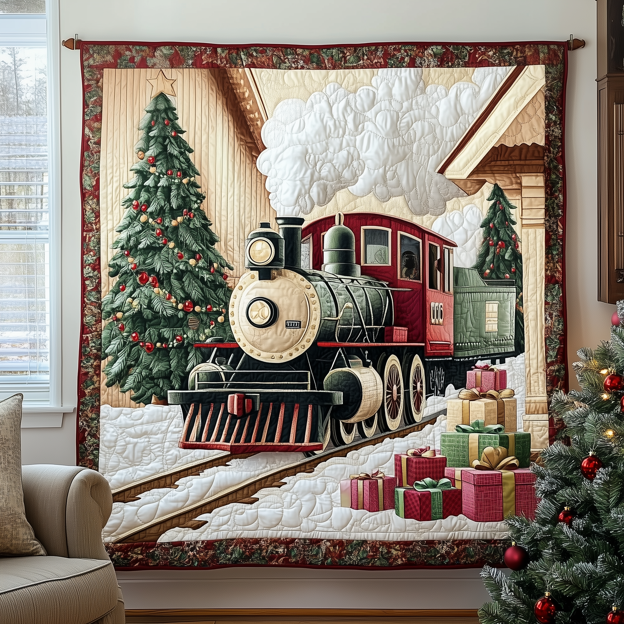 Christmas Train to Wonderland Quilted Blanket GFTOTP1224