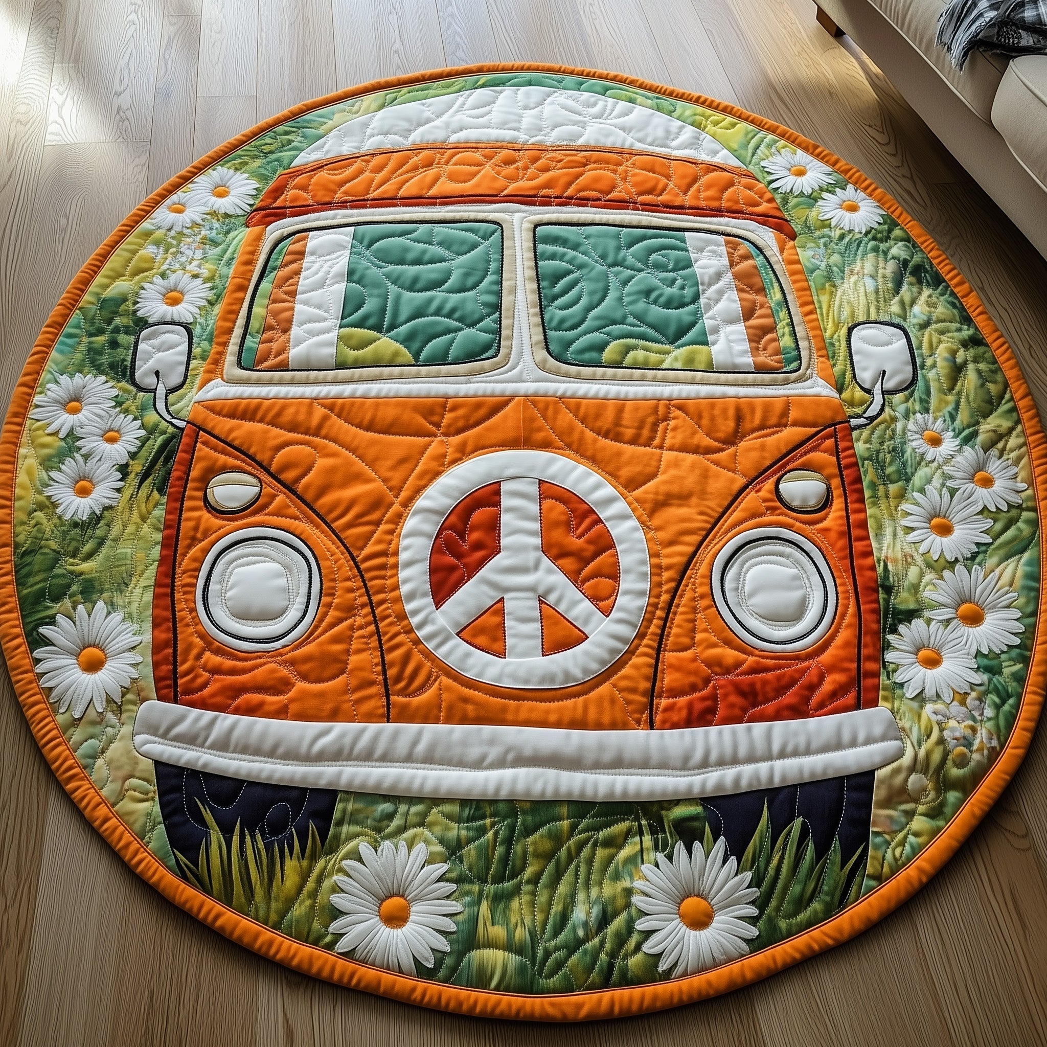 Hippie Van Quilted Round Mat GFTOTP12405
