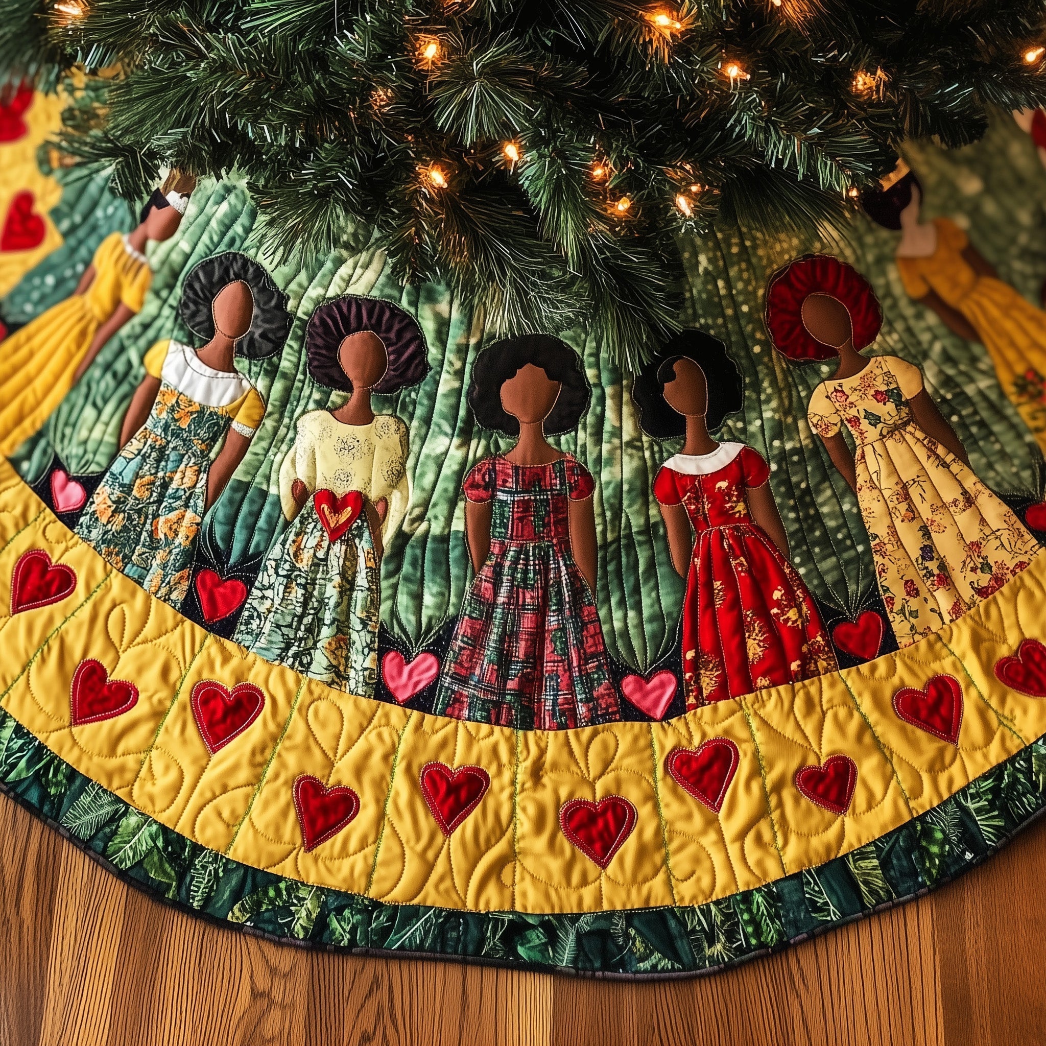 Golden Glow Quilted Tree Skirt GFTOTP13364