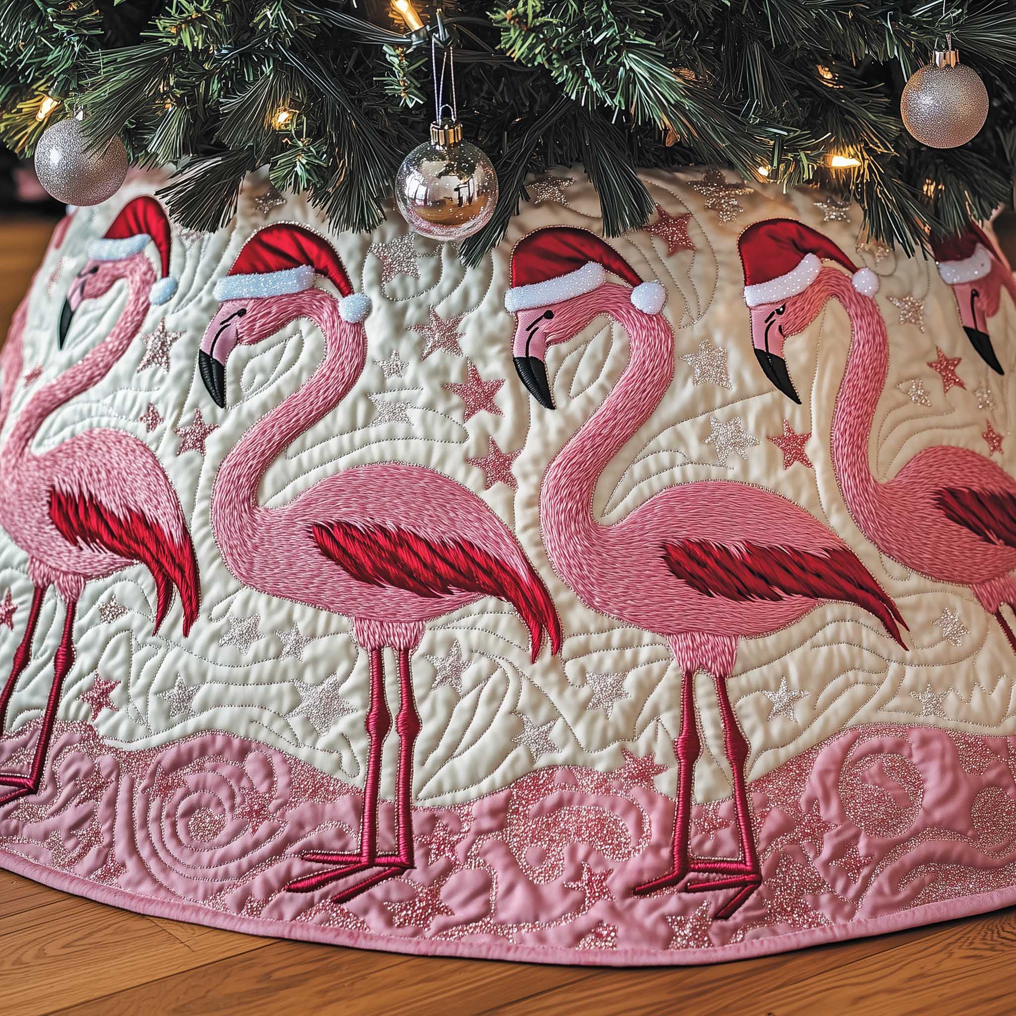 Jolly Flamingo Quilted Tree Skirt GFTOTP13515