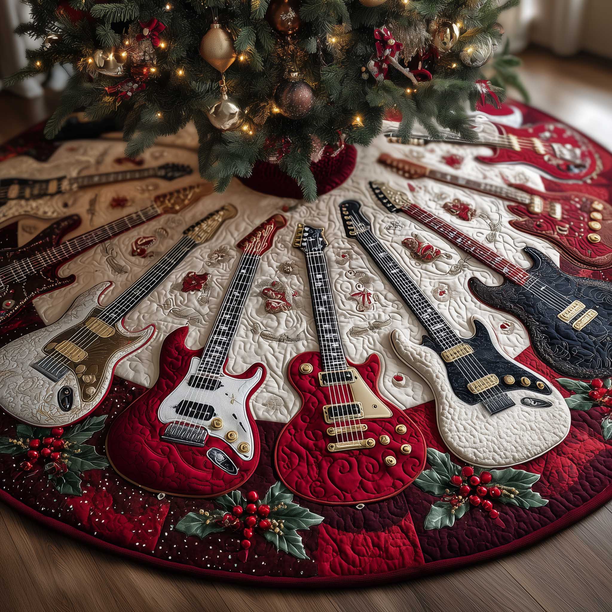 Rock 'n' Roll Quilted Tree Skirt GFTOTP13600