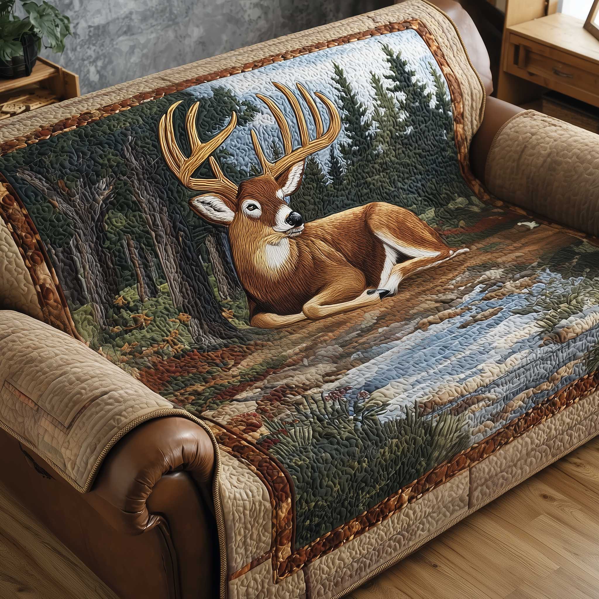 Woodland Grace Quilted Sofa Cover GFTOTP13851