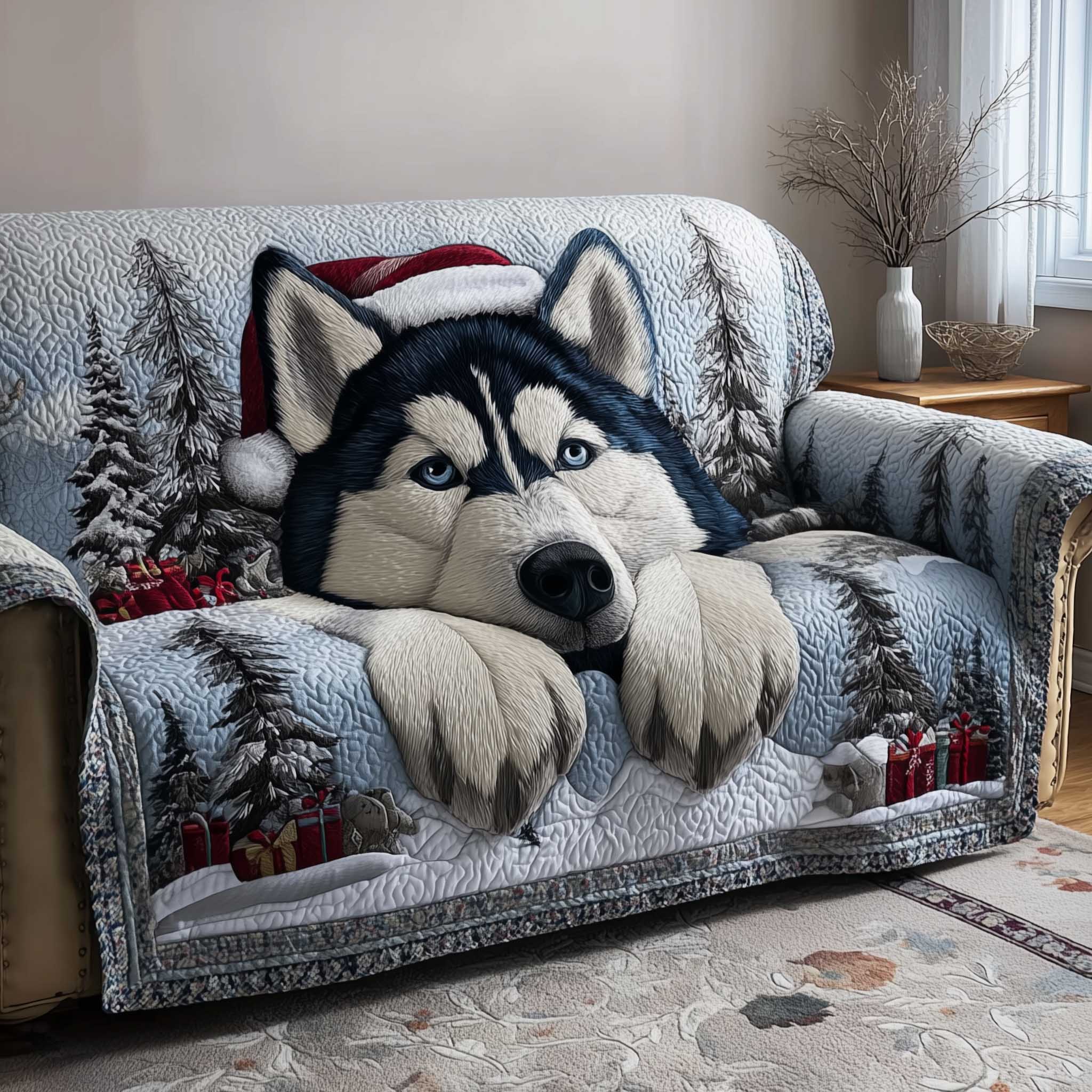 Jolly Husky Quilted Sofa Cover GFTOTP13864