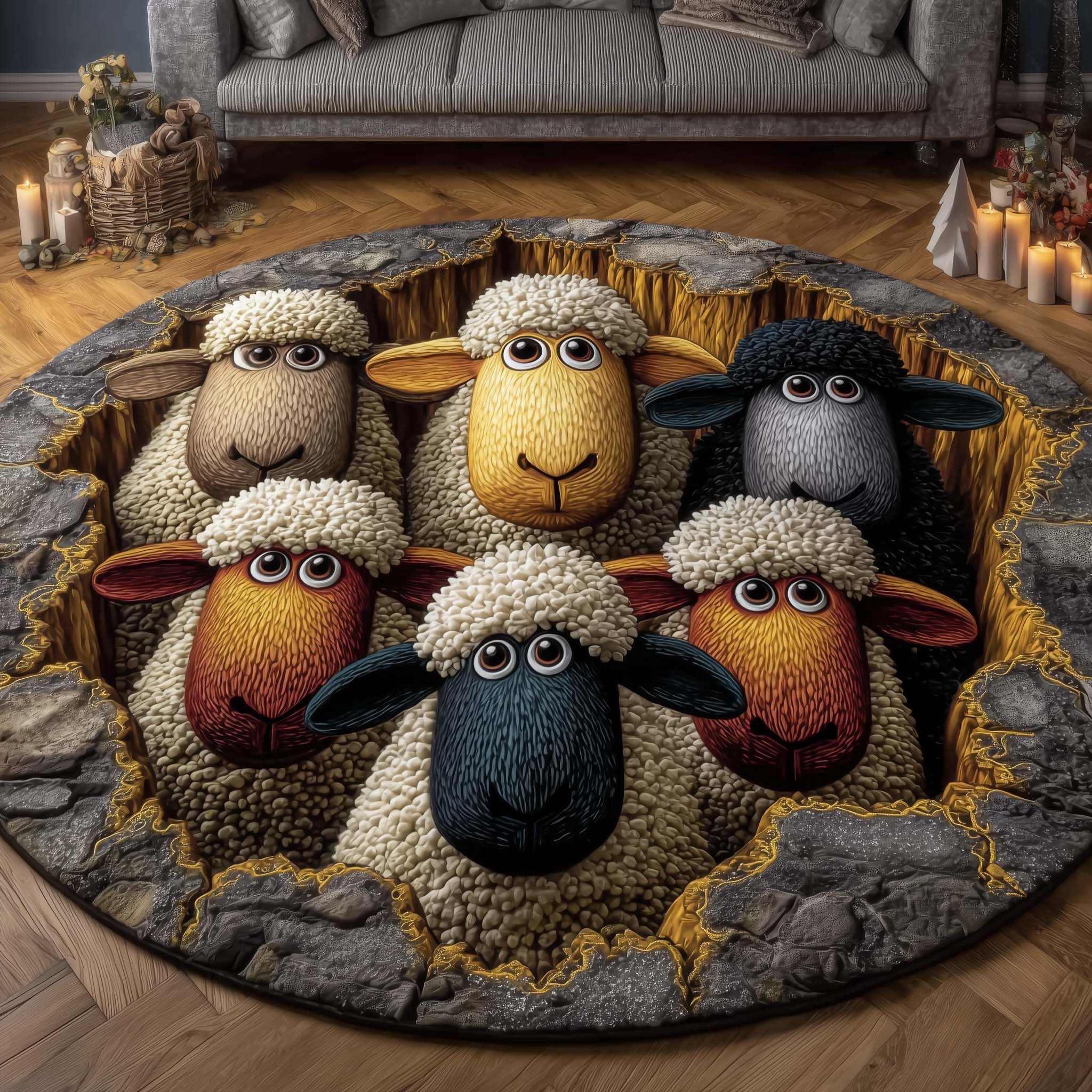 Woolly Meadow Quilted Round Mat GFTOTP14292