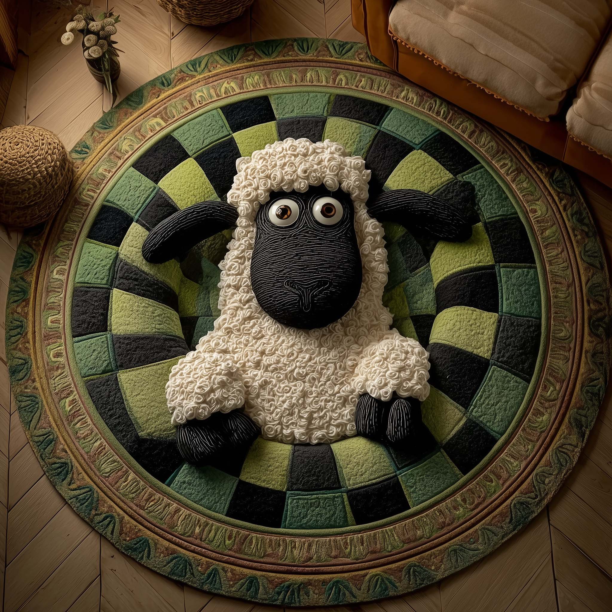 Woolly Meadow Quilted Round Mat GFTOTP14294