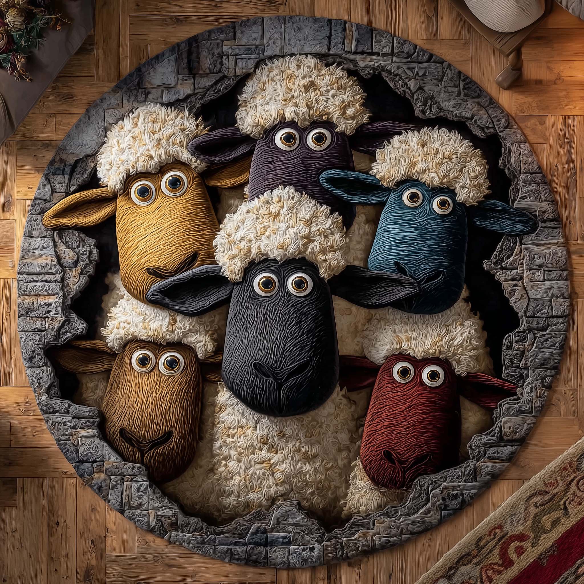 Woolly Meadow Quilted Round Mat GFTOTP14295