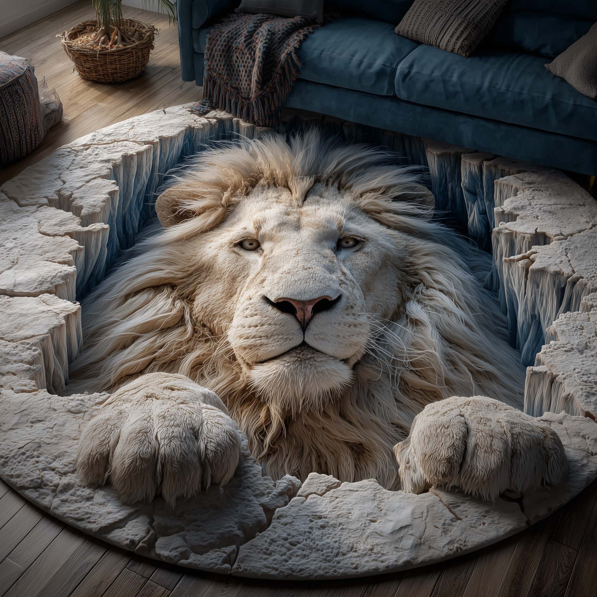 Majestic Lion Quilted Round Mat GFTOTP14463