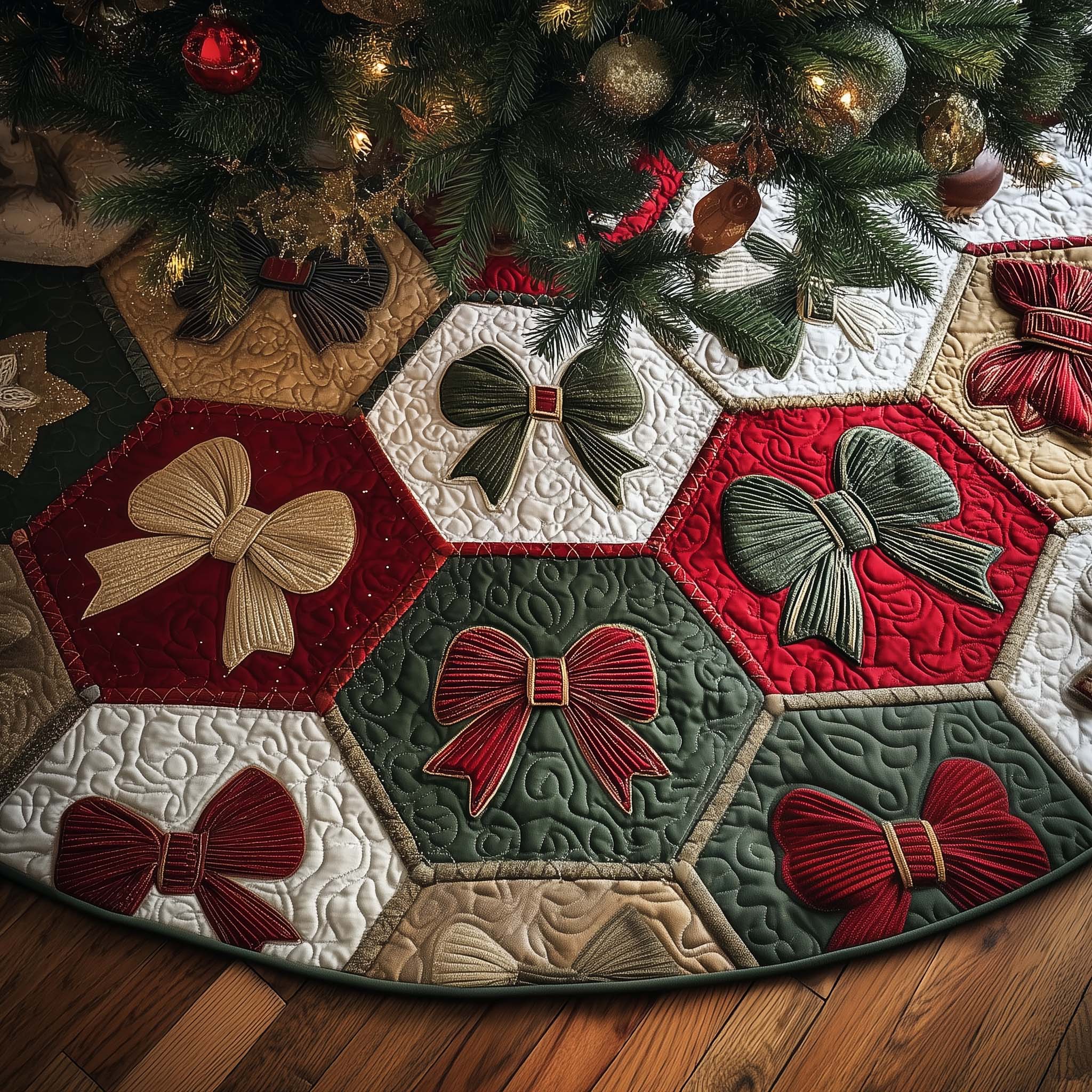 Holiday Patchwork Charm Quilted Tree Skirt GFTOTP14692