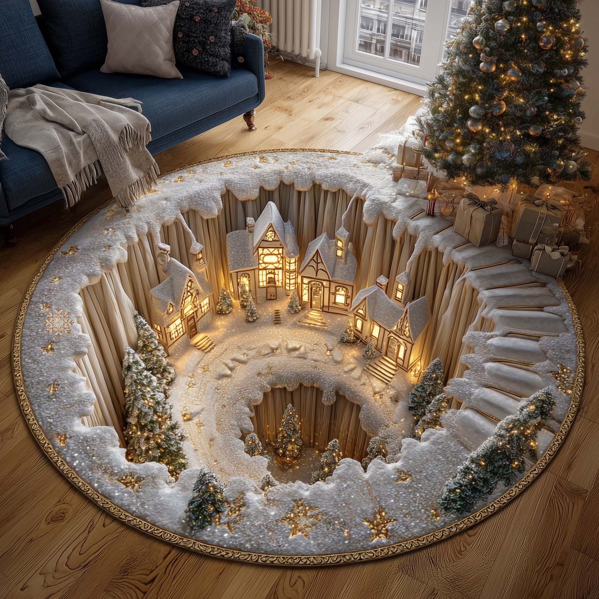 Christmas Village Quilted Round Mat GFTOTP15436