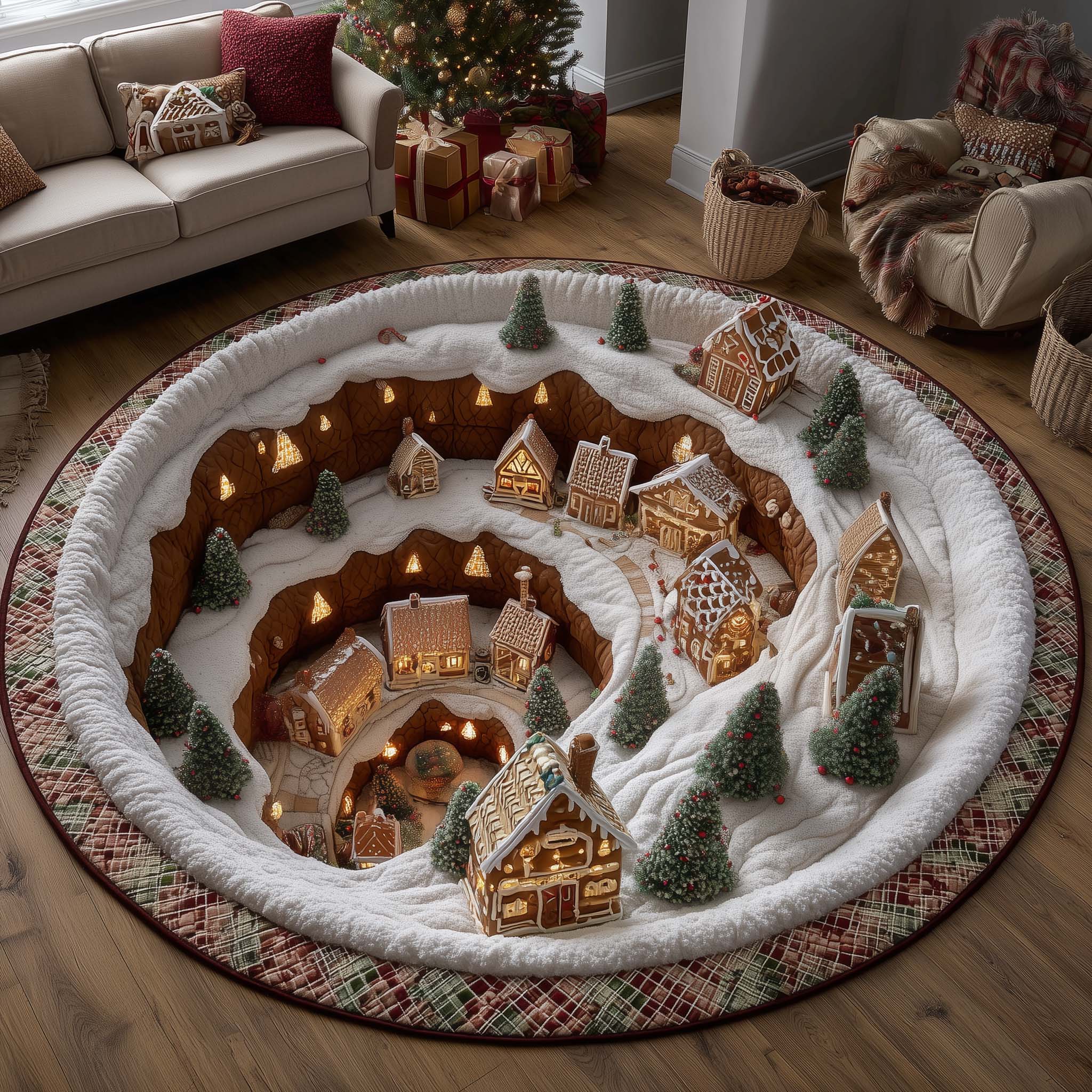 Christmas Village Quilted Round Mat GFTOTP15438