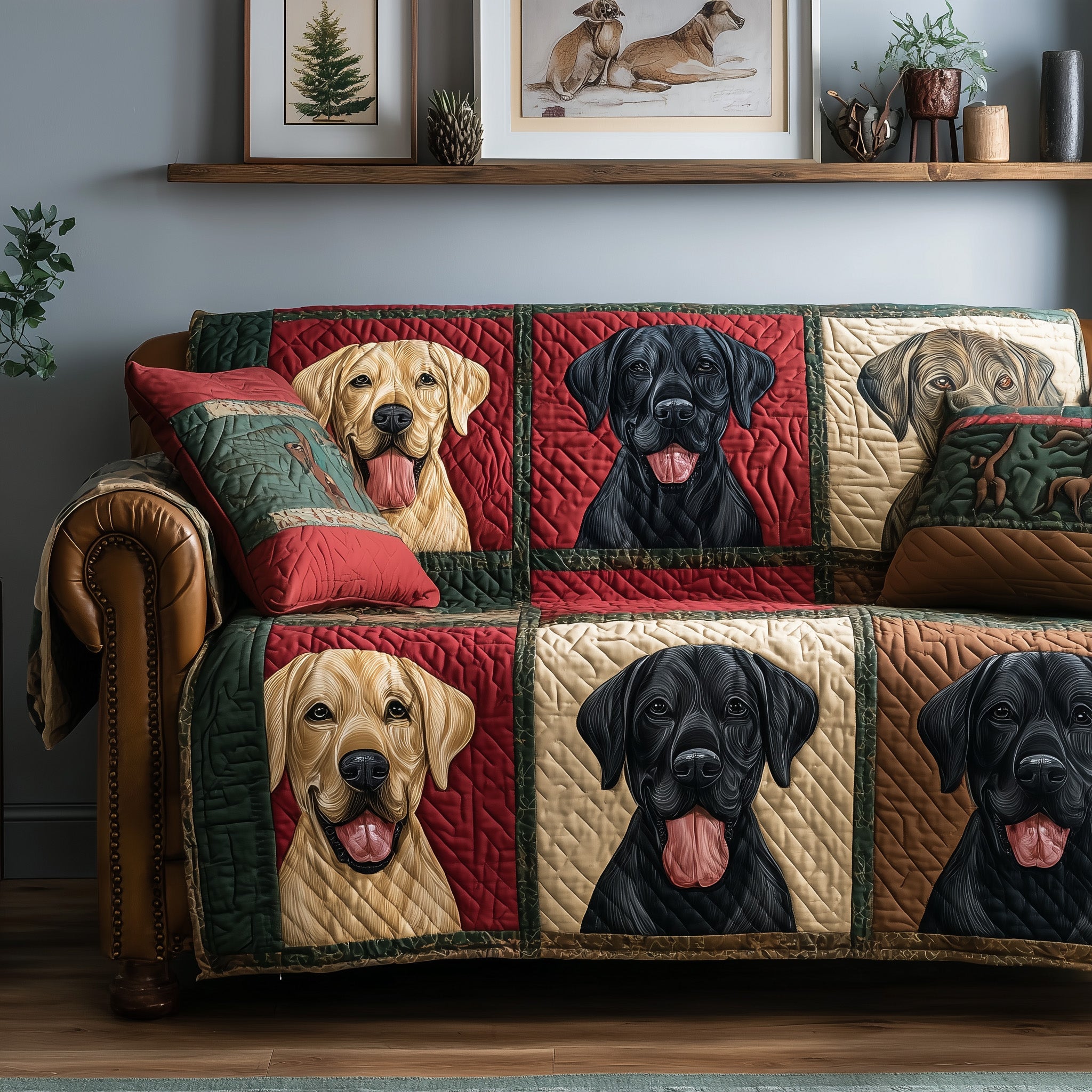 Labrador Delight Quilted Sofa Cover GFTOTP15530