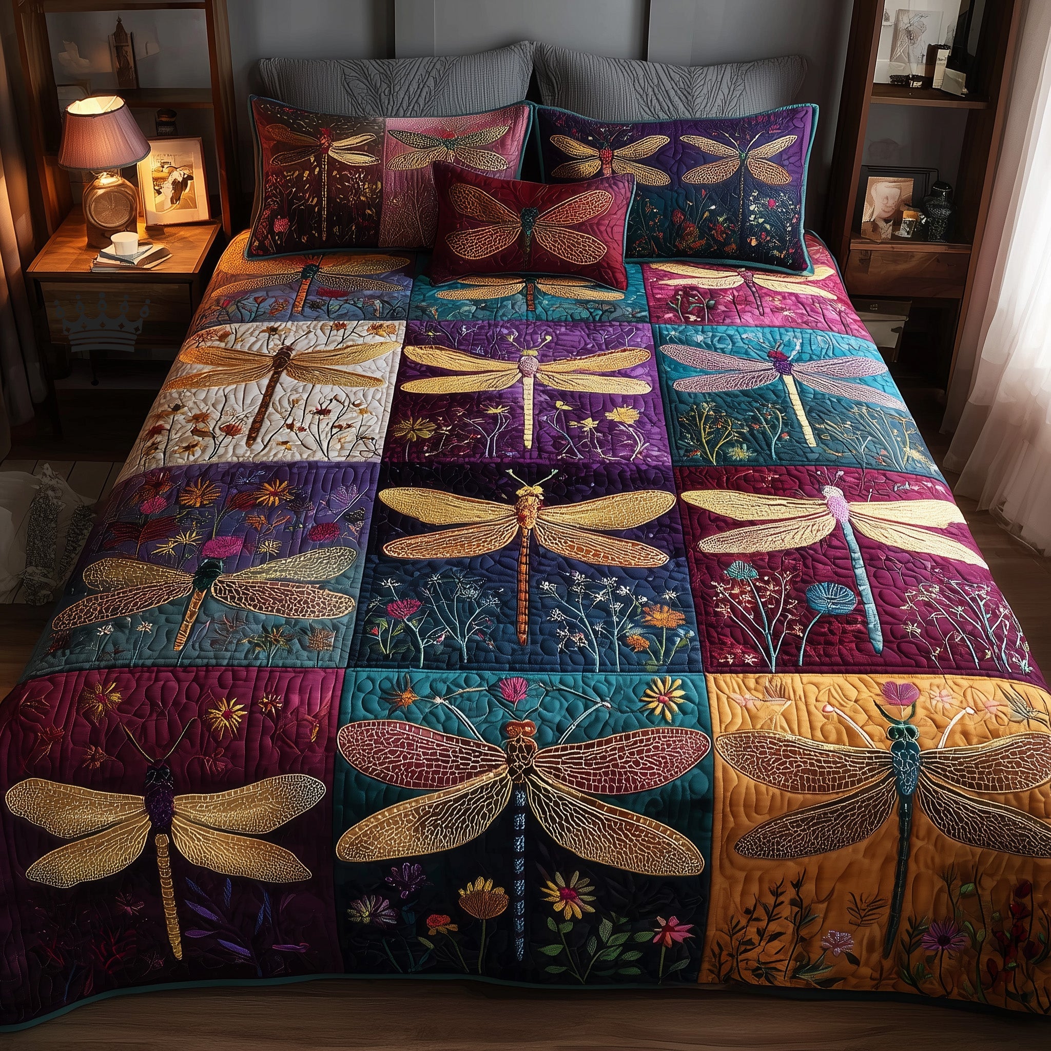 Dragonfly Serenity 3-Piece Quilted Bedding Set GFTOTP15568