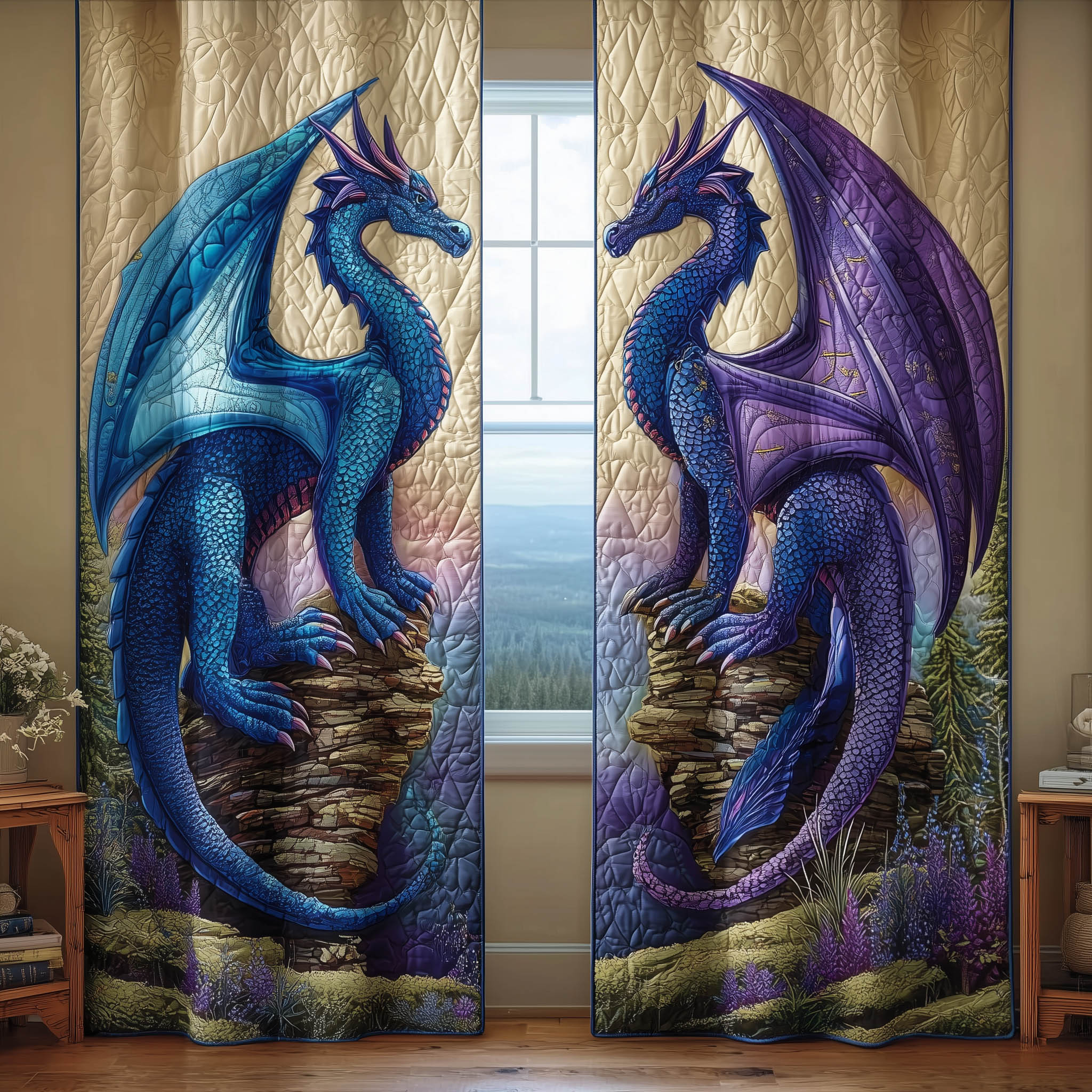 Ancient Guardian Quilted Curtains GFTOTP15783