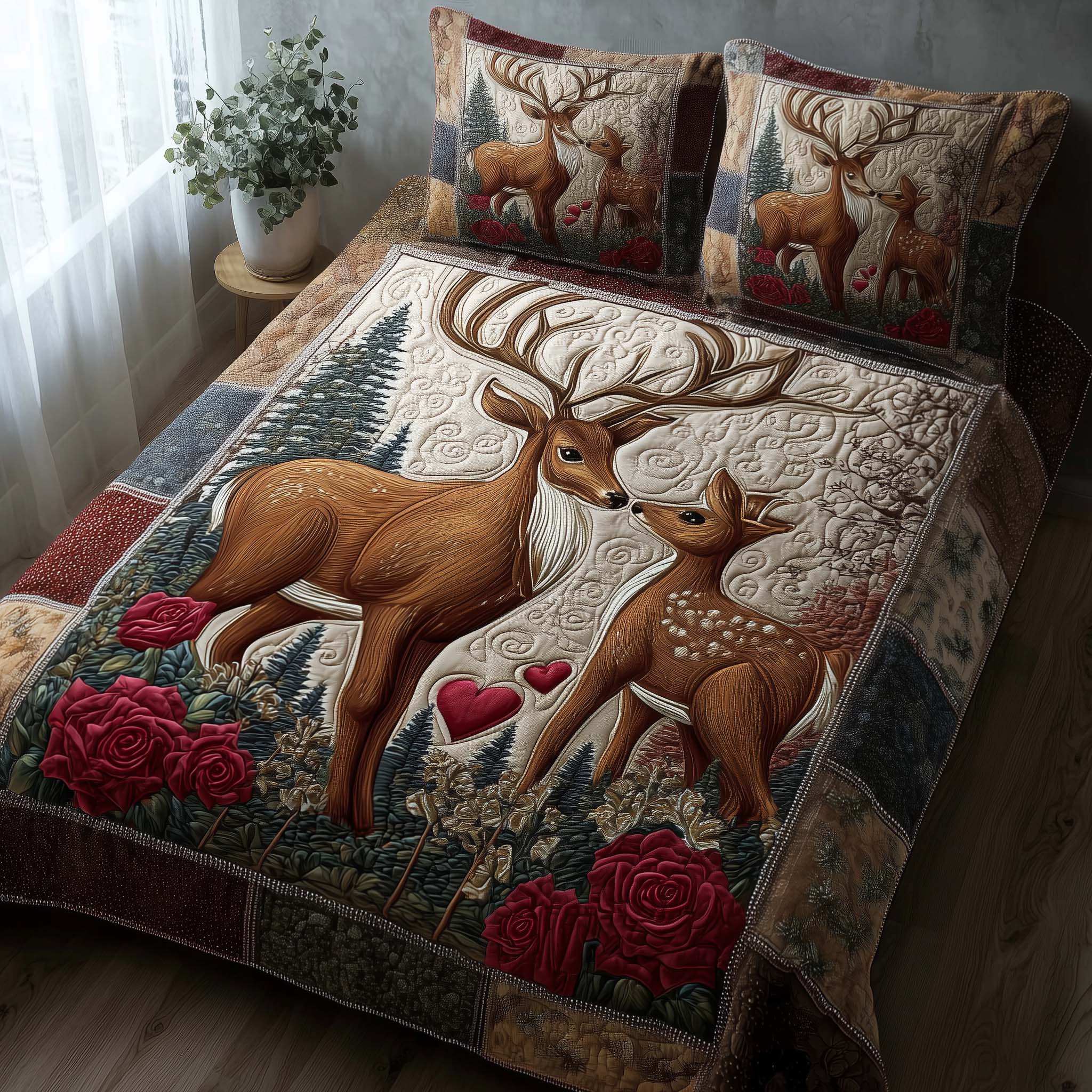 Lovebound Hearts 3-Piece Quilted Bedding Set GFTOTP15820