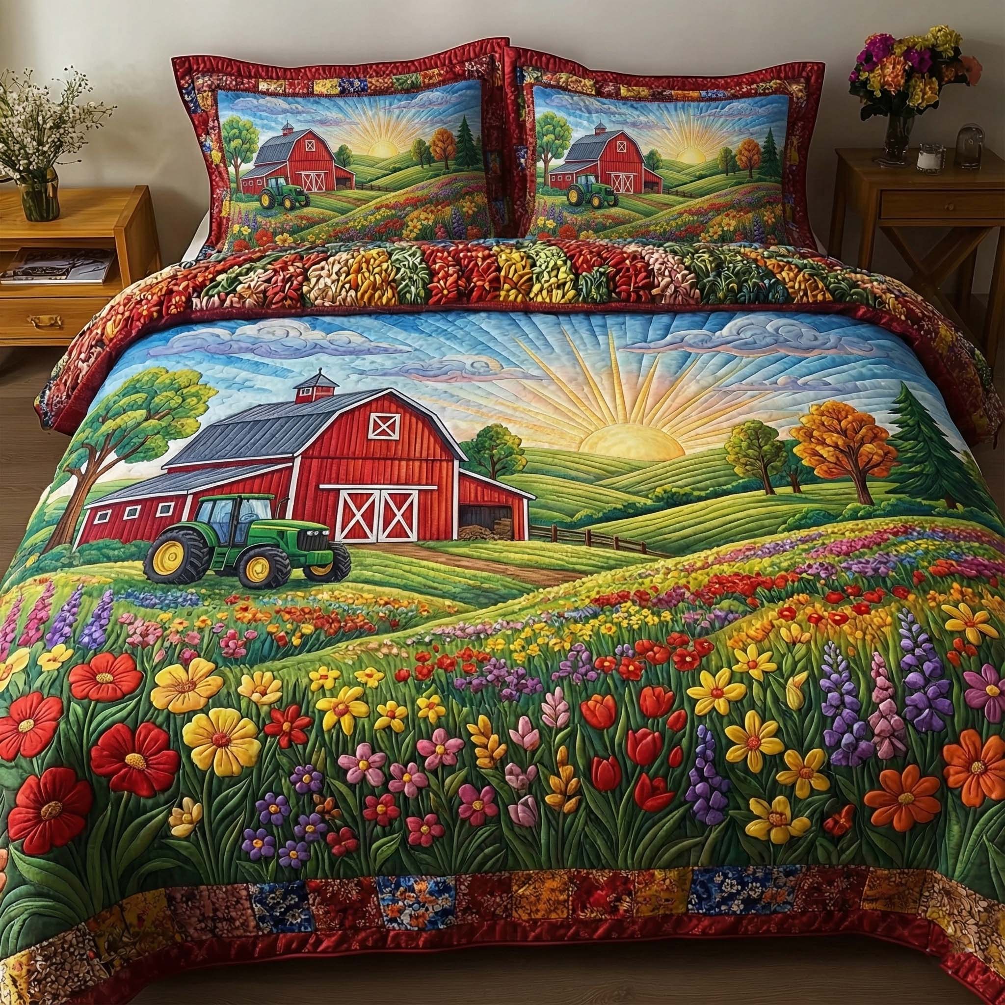 Golden Pasture 3-Piece Quilted Bedding Set GFTOTP15847