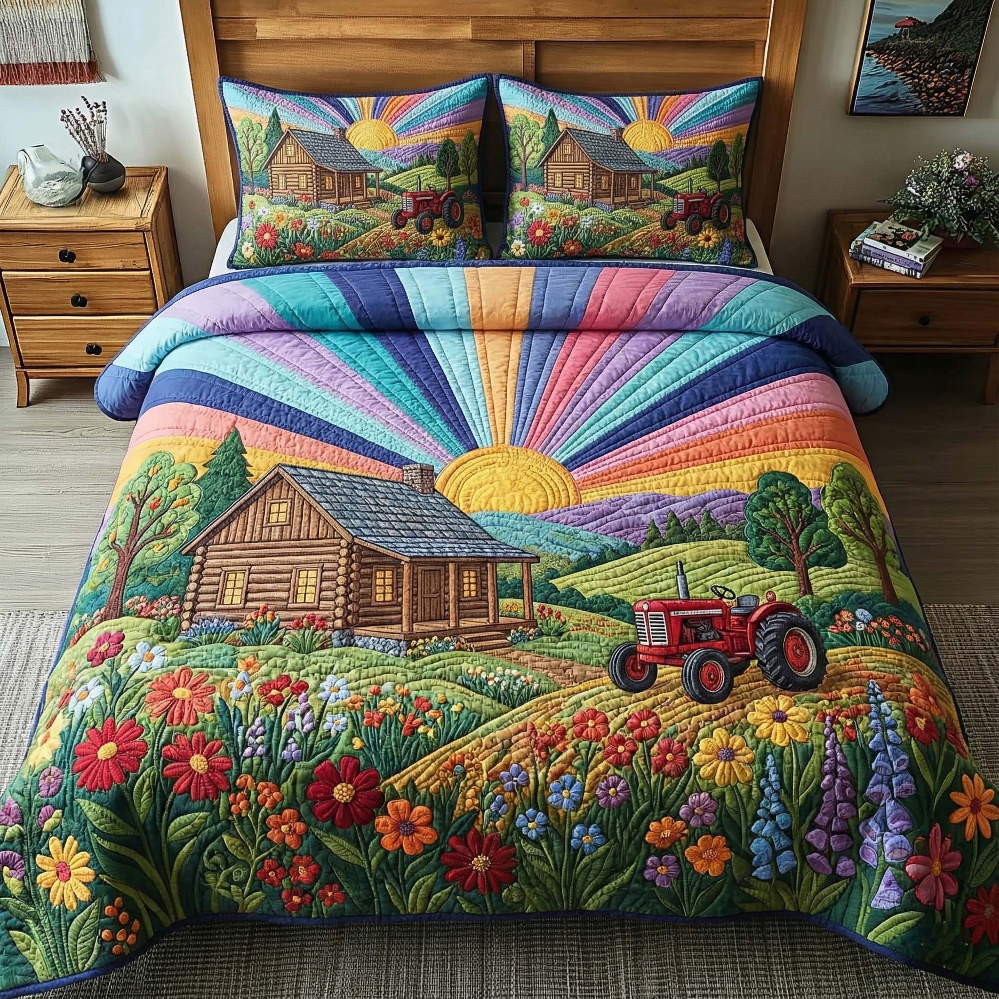 Golden Pasture 3-Piece Quilted Bedding Set GFTOTP15851
