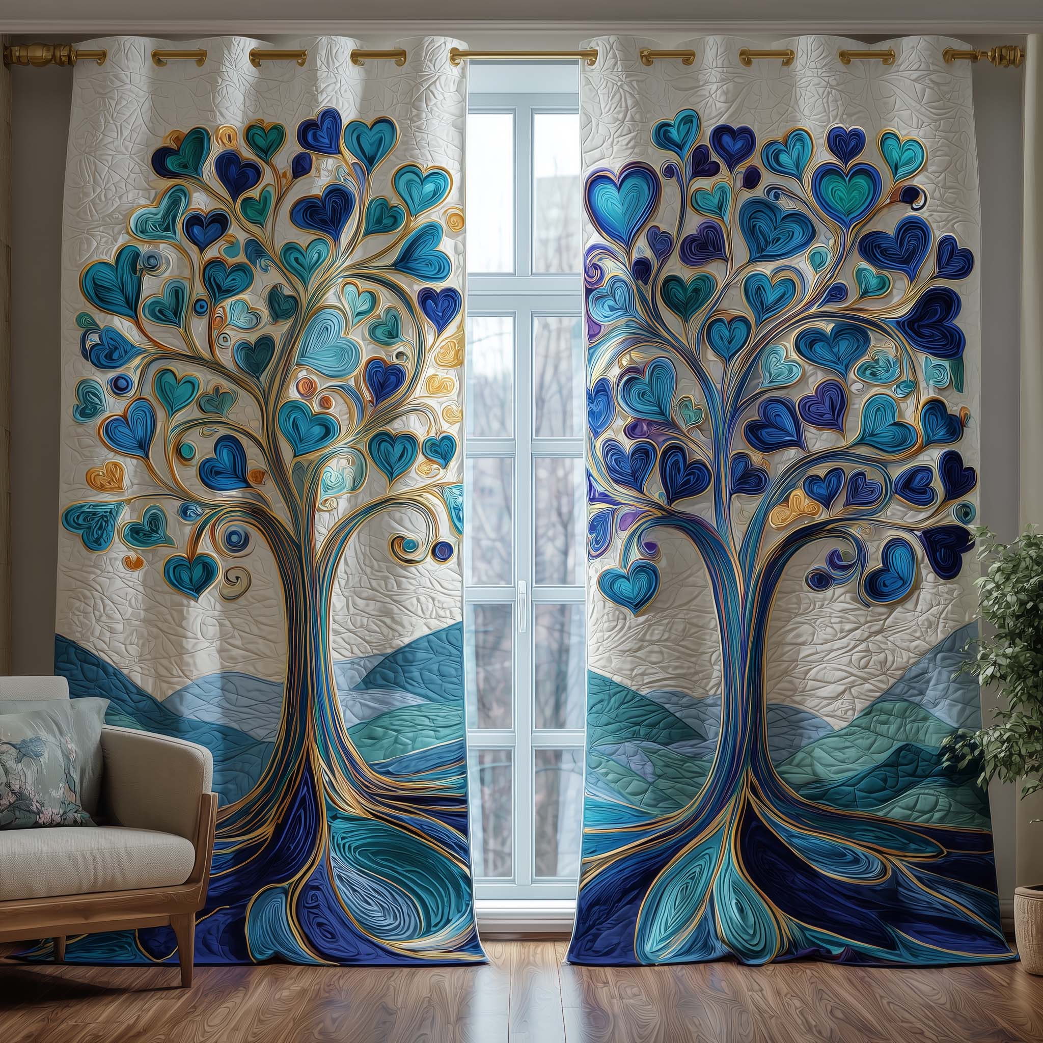 Lovewood Bloom Quilted Curtains GFTOTP16164