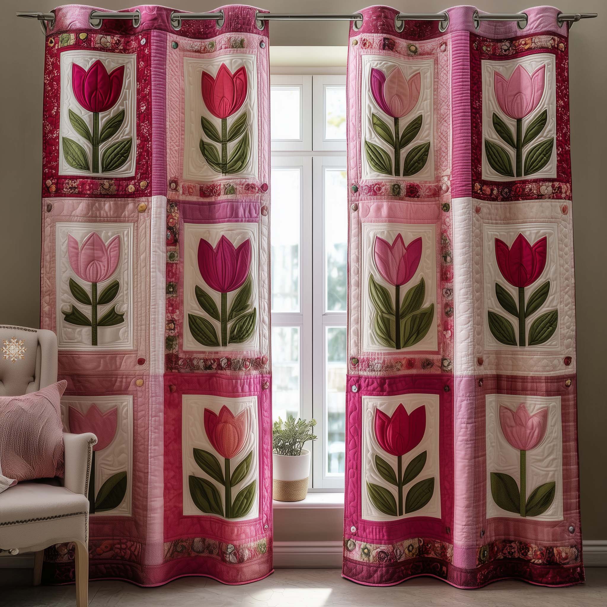 Tulip Whisper Quilted Curtains GFTOTP16168