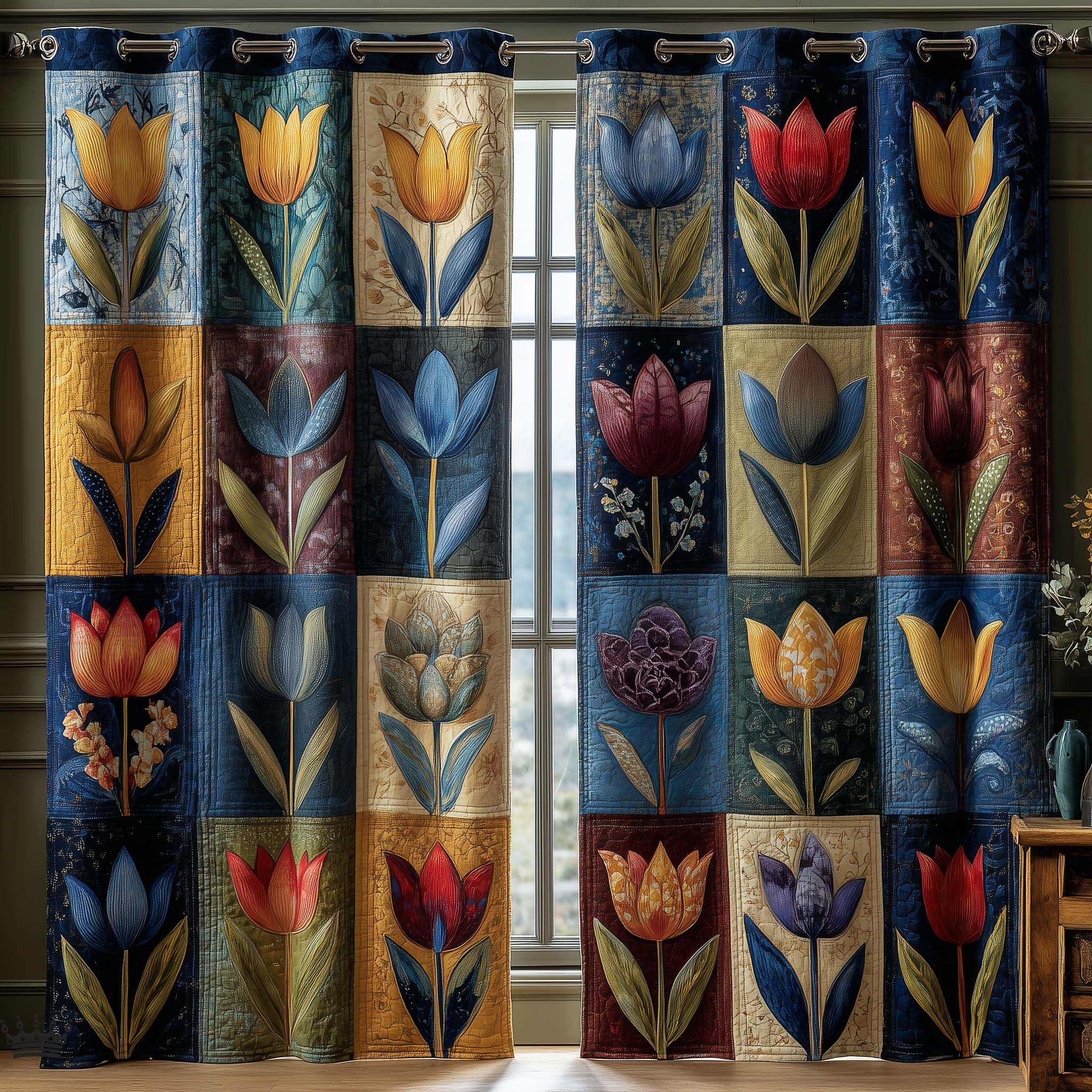 Tulip Whisper Quilted Curtains GFTOTP16169