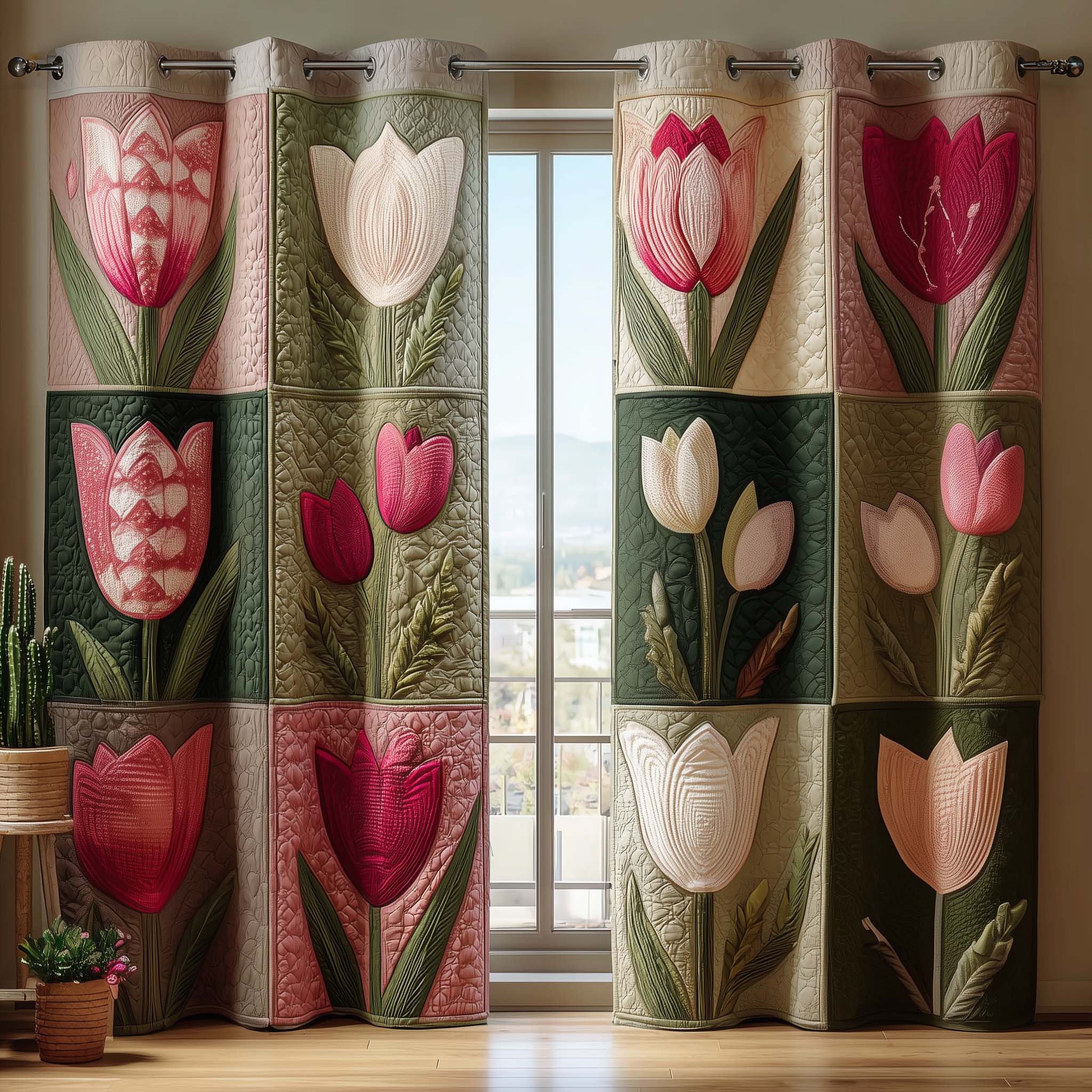 Tulip Whisper Quilted Curtains GFTOTP16170
