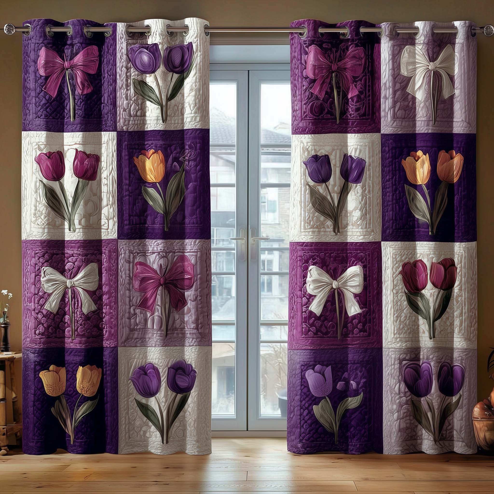 Tulip Whisper Quilted Curtains GFTOTP16171
