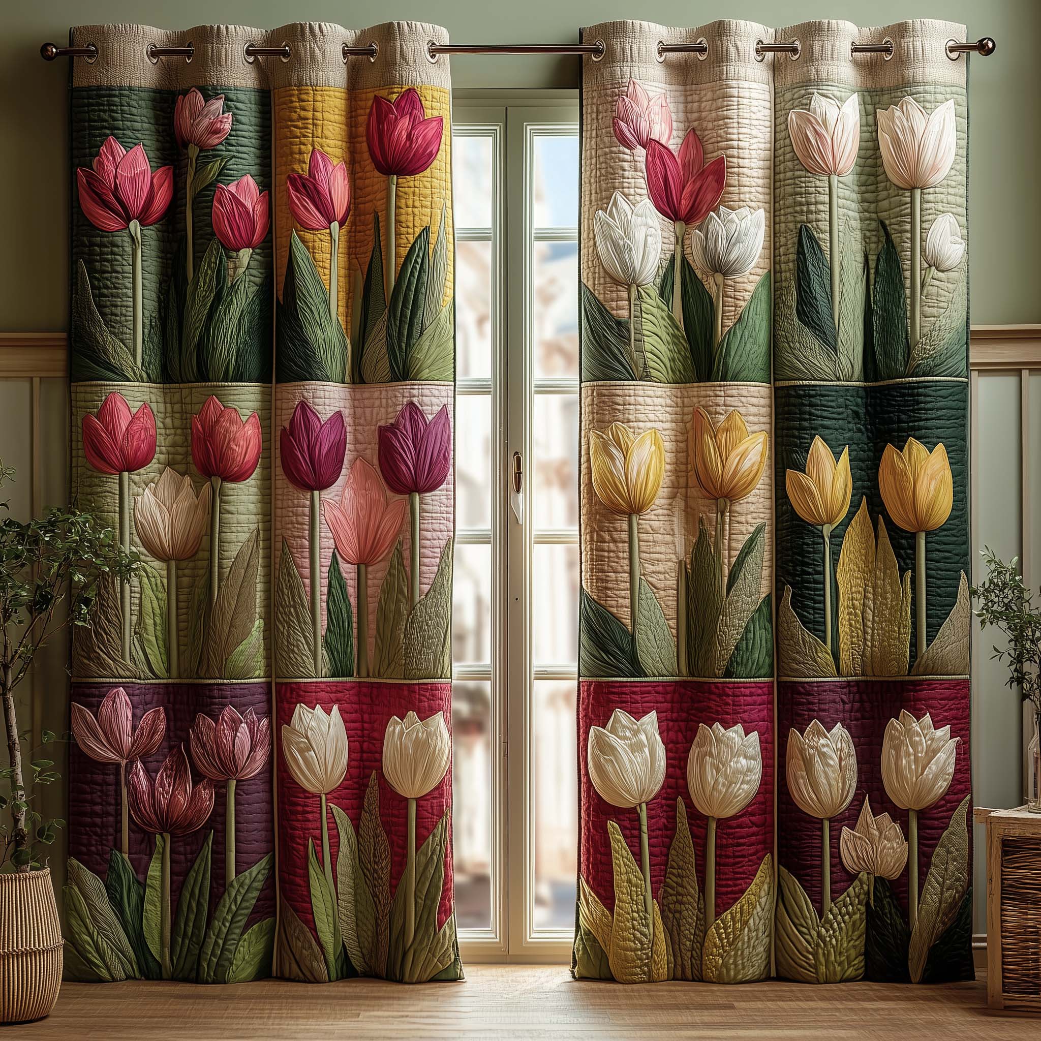 Tulip Whisper Quilted Curtains GFTOTP16172