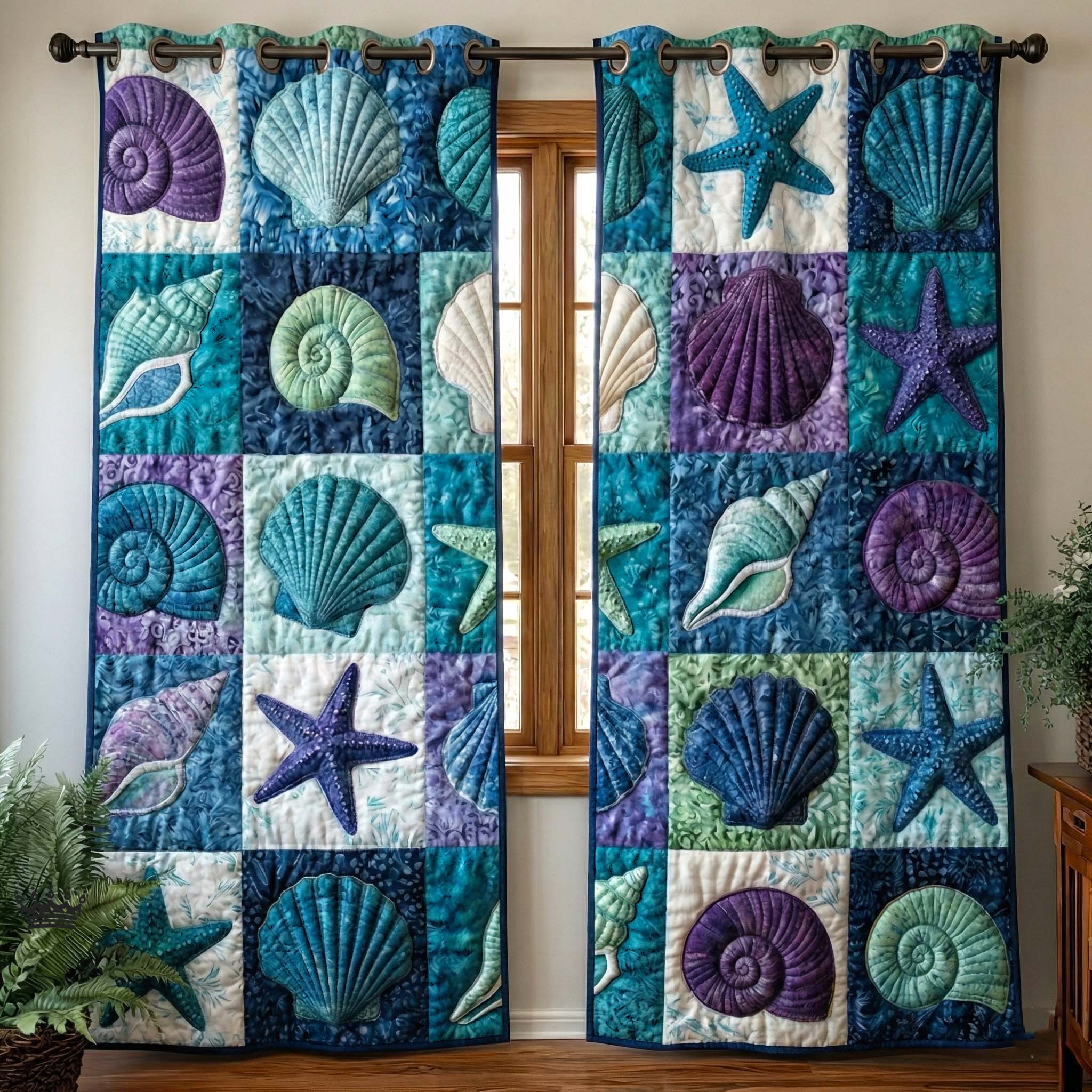 Shell Serenity Quilted Curtains GFTOTP16552