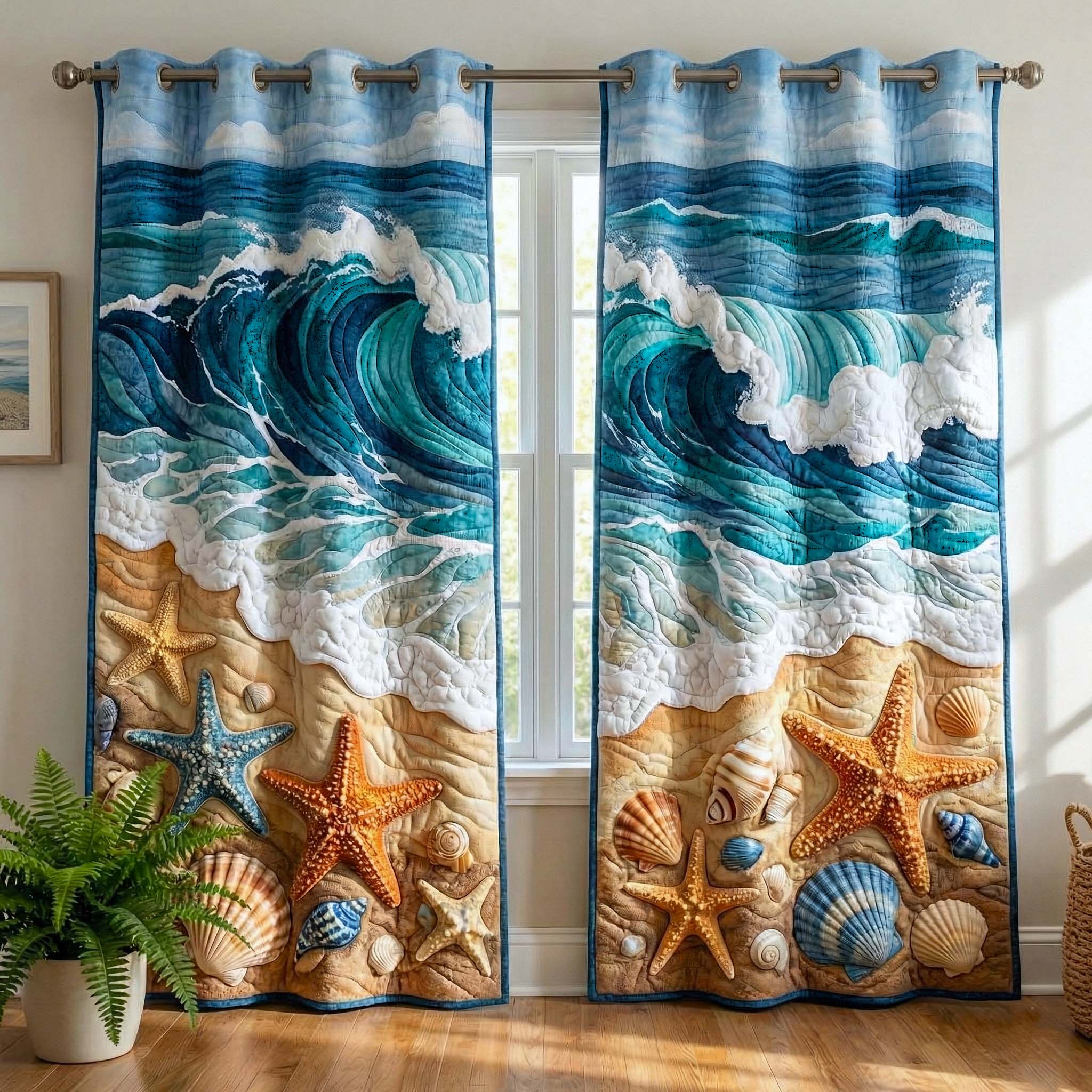 Shell Serenity Quilted Curtains GFTOTP16554