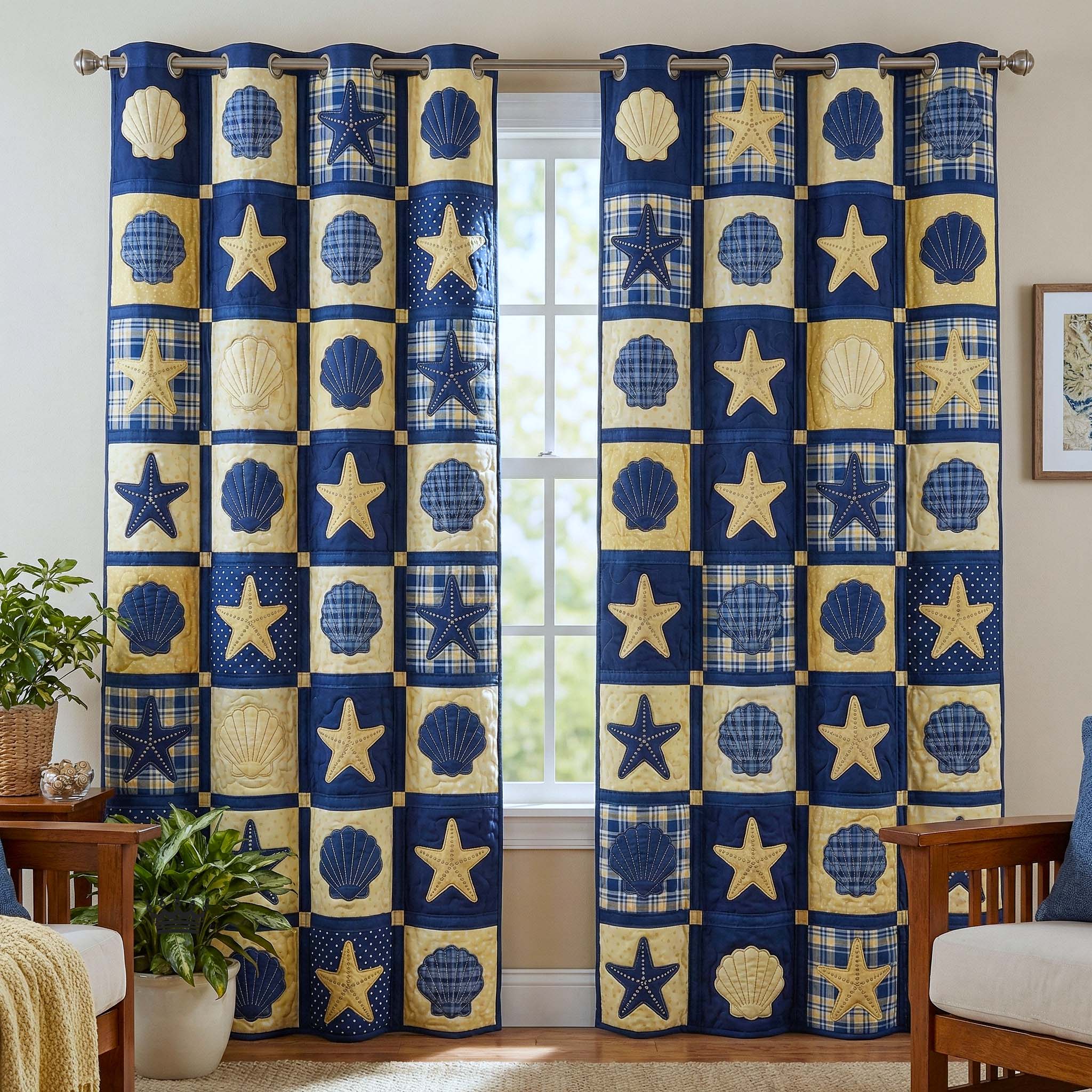 Shell Serenity Quilted Curtains GFTOTP16556